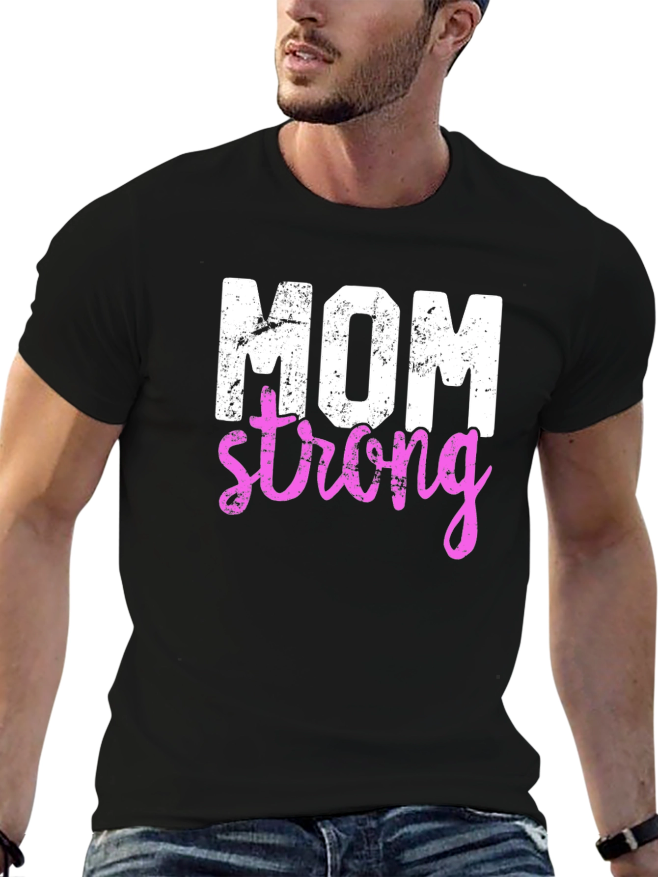 Mom Strong Graphic Tee - Black