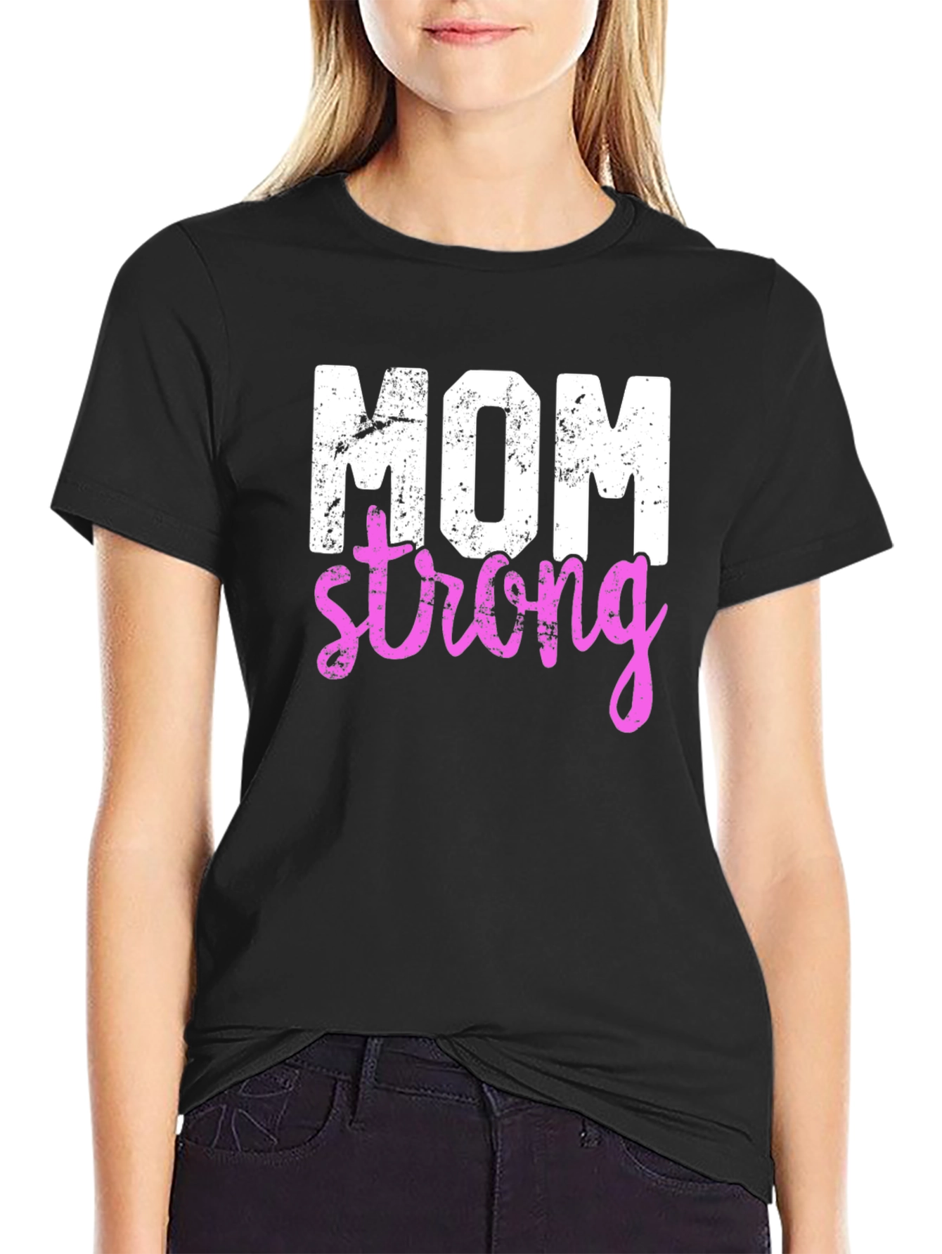 Mom Strong Graphic Tee - Black