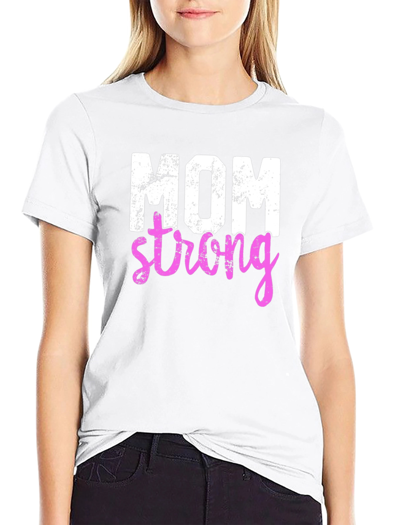 Mom Strong Graphic Tee - Black