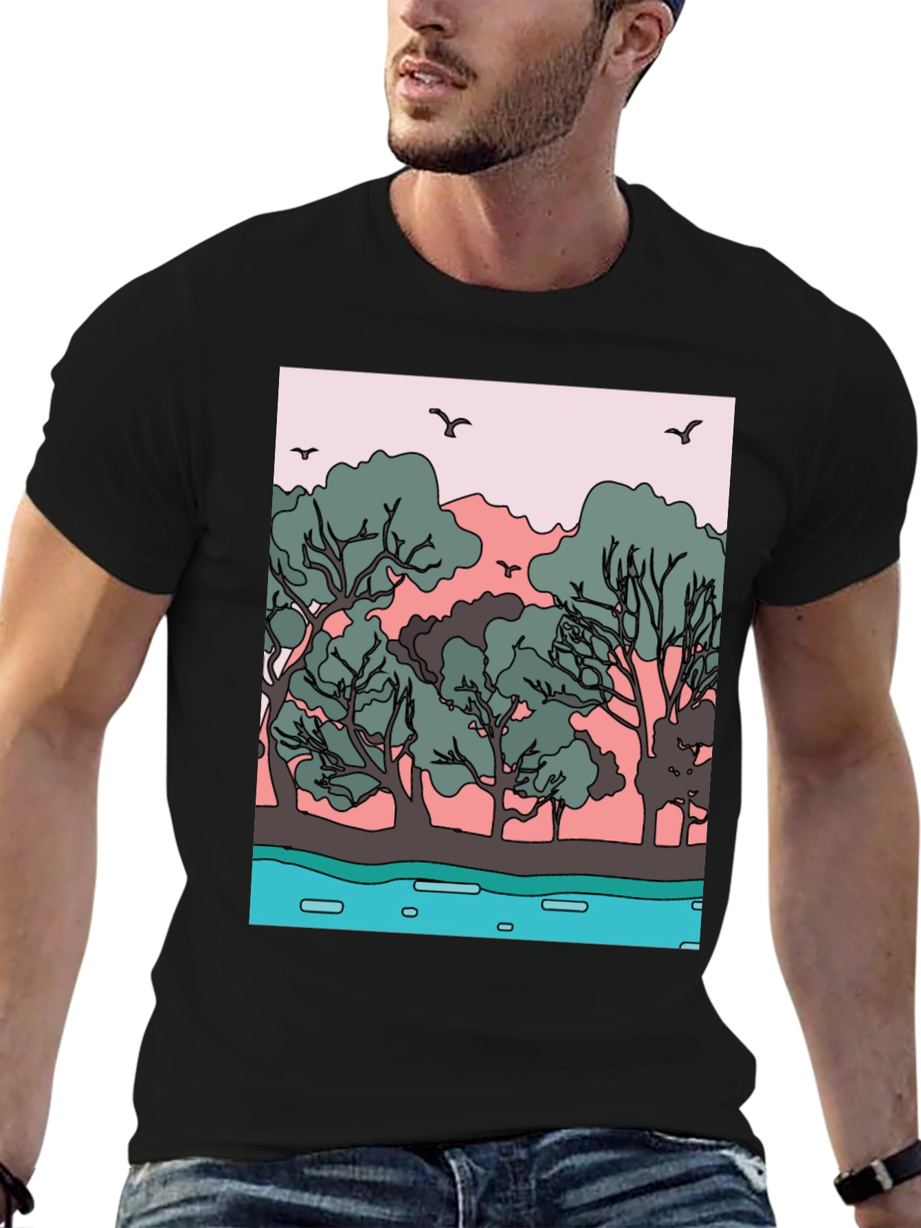 Nature Graphic Black Tee