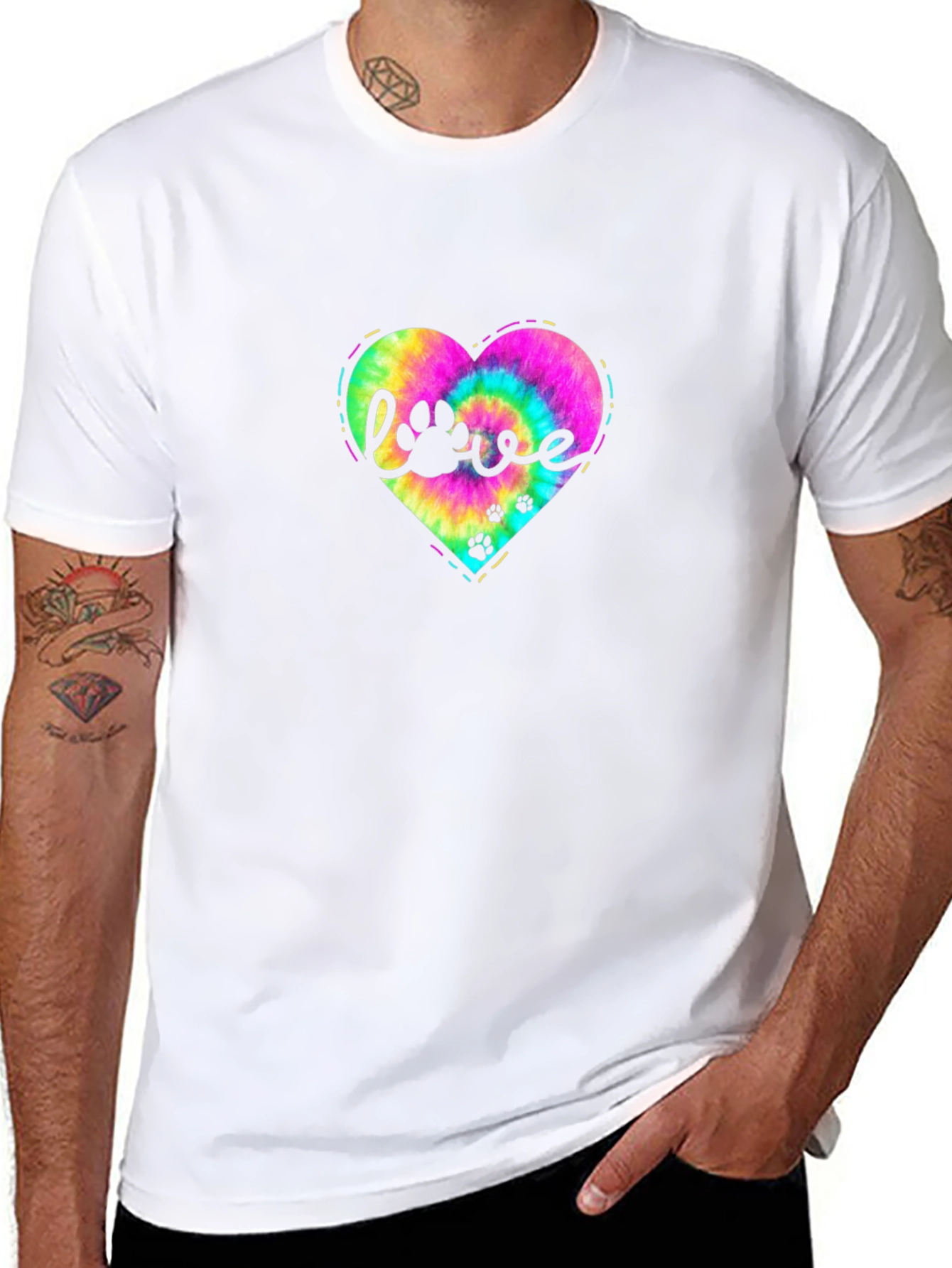 Love Paw Tie Dye Heart T-Shirt