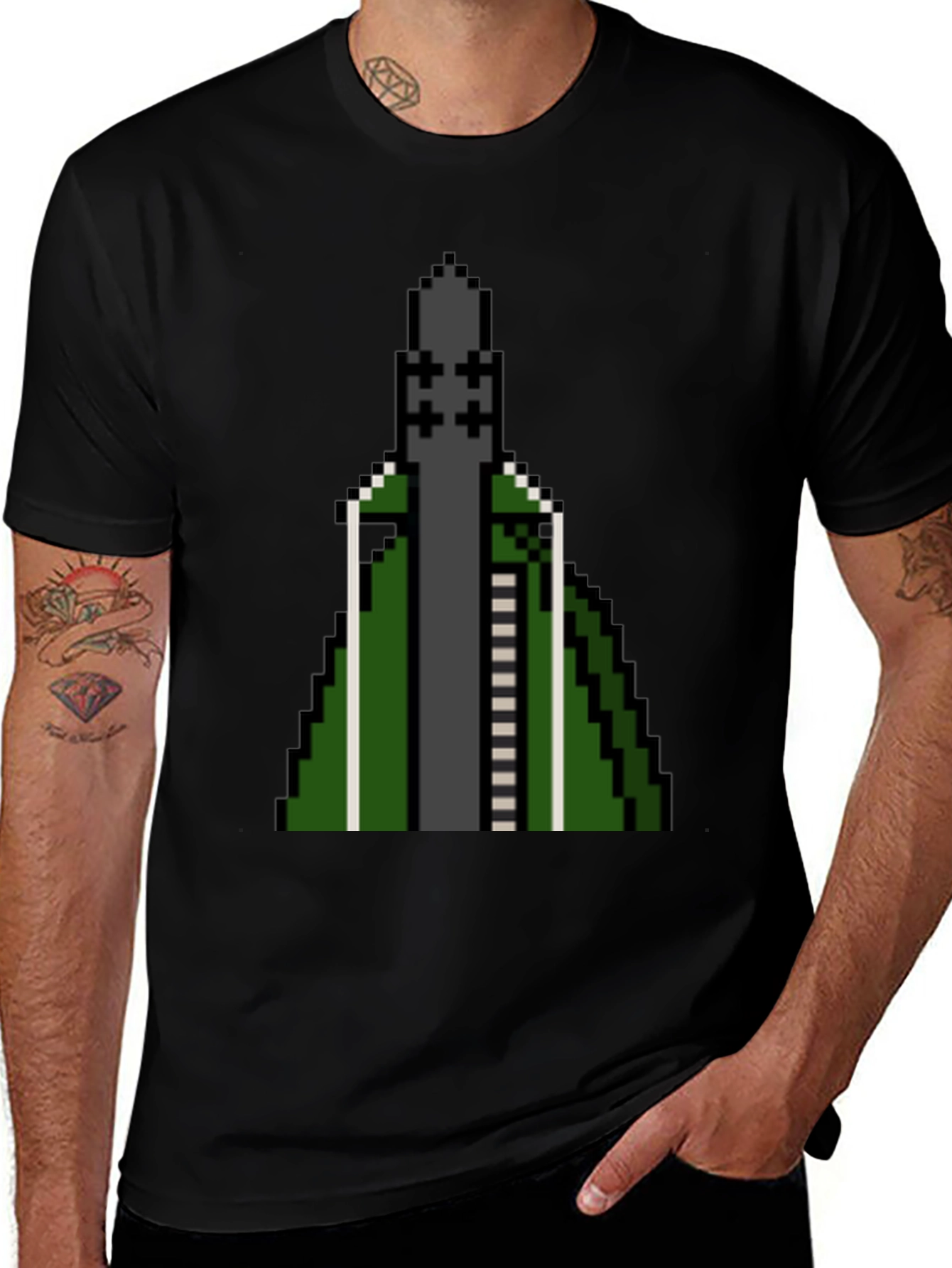 Pixelated Rocket T-Shirt - Retro Gaming Style