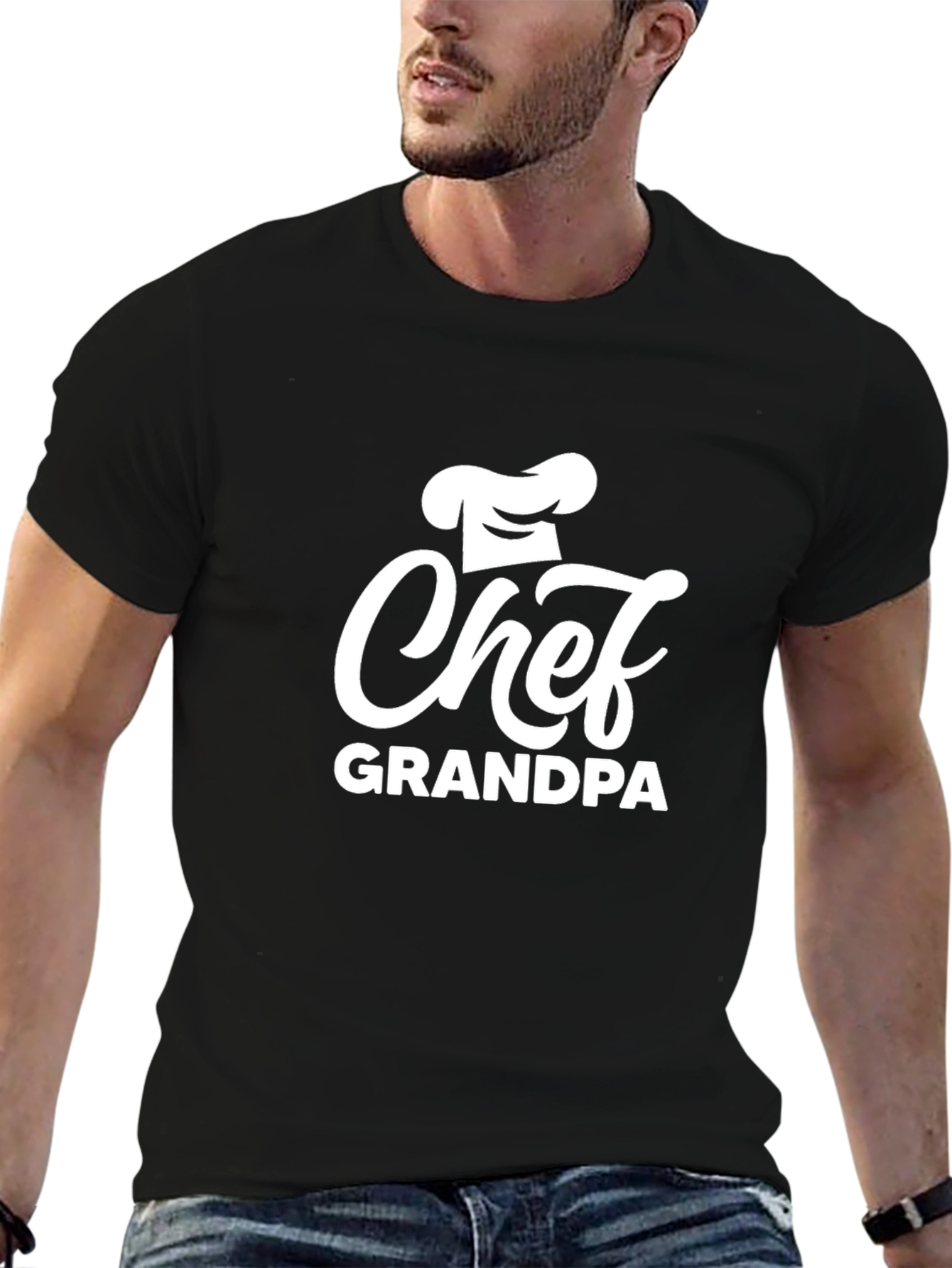 Chef Grandpa T-Shirt - Black Cotton Blend