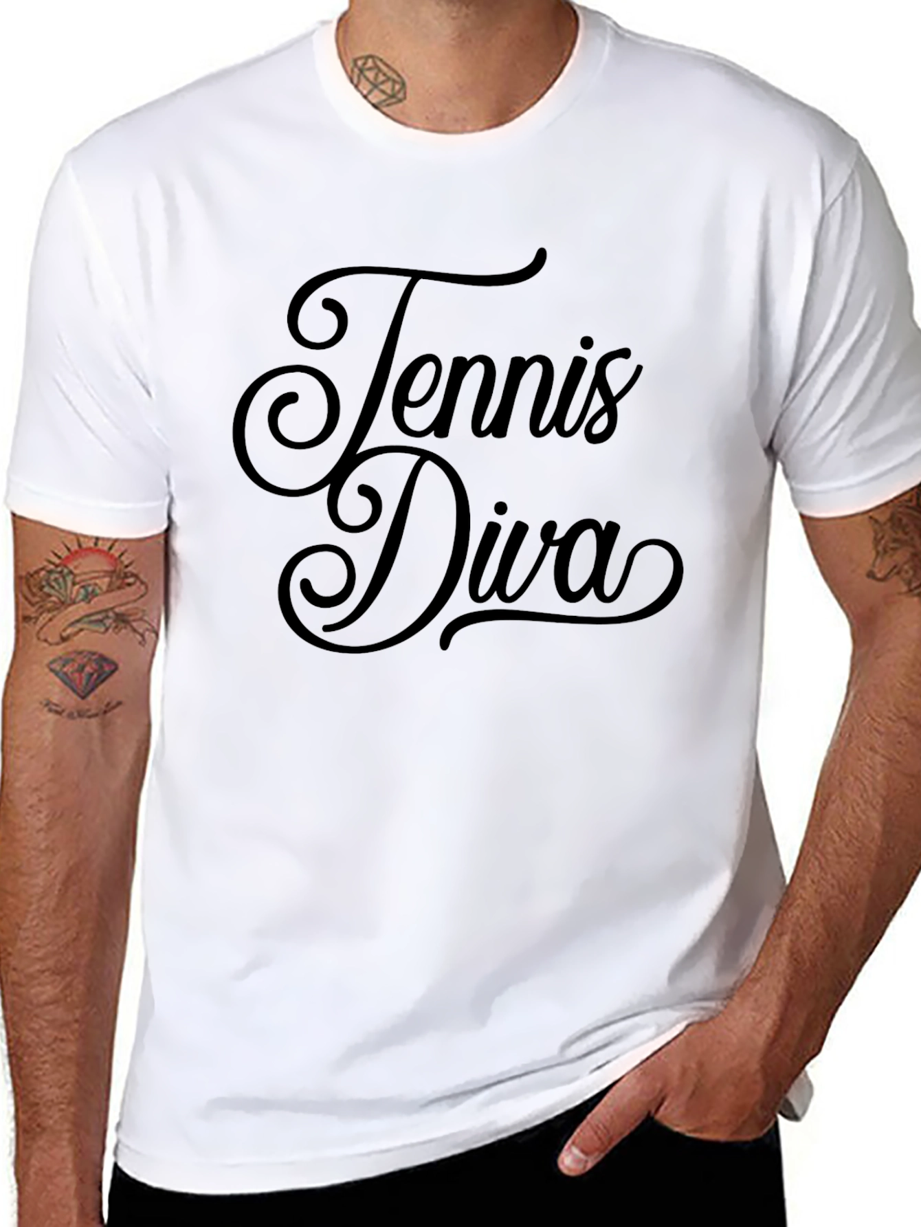 Tennis Diva Black Graphic Tee