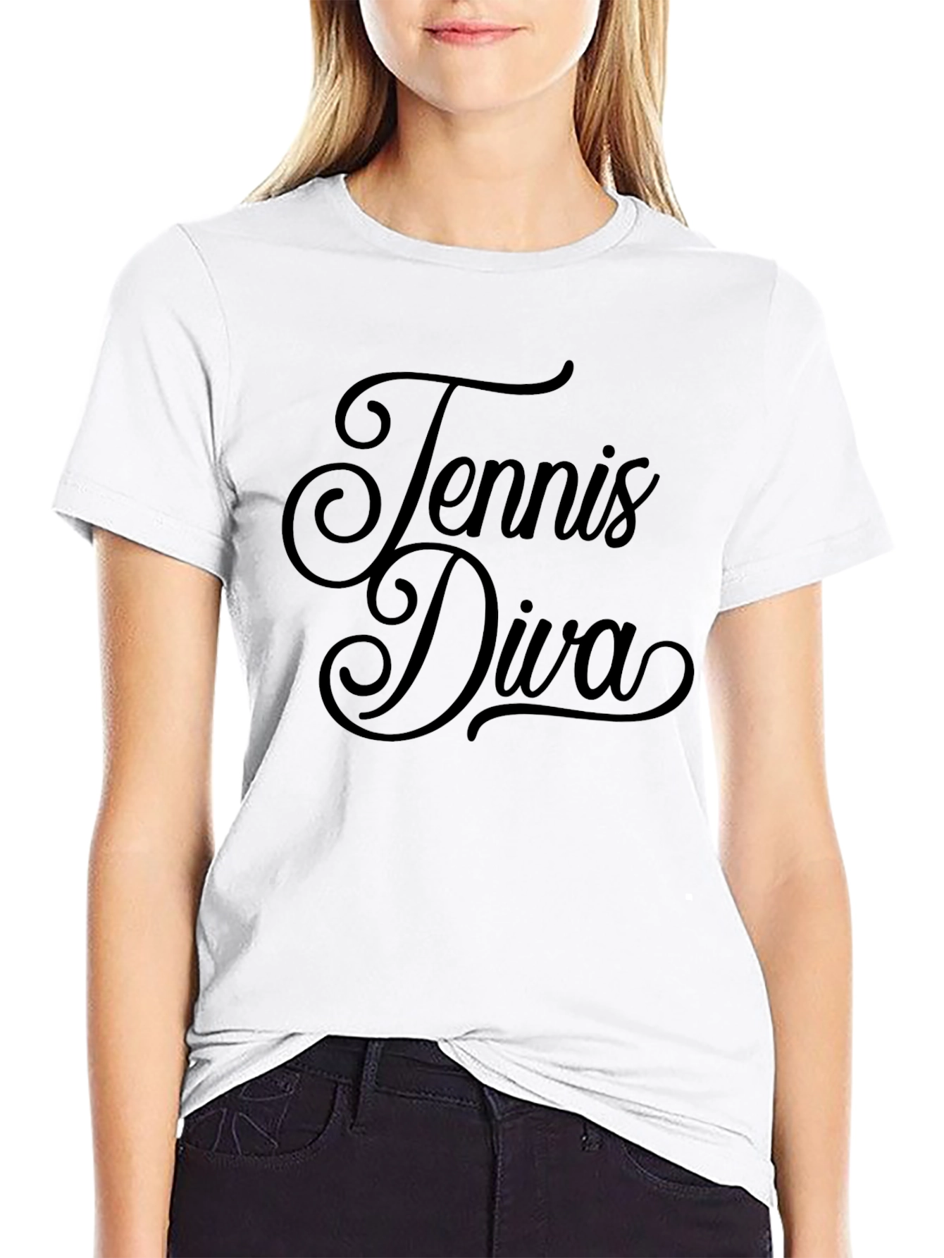 Tennis Diva Black Graphic Tee