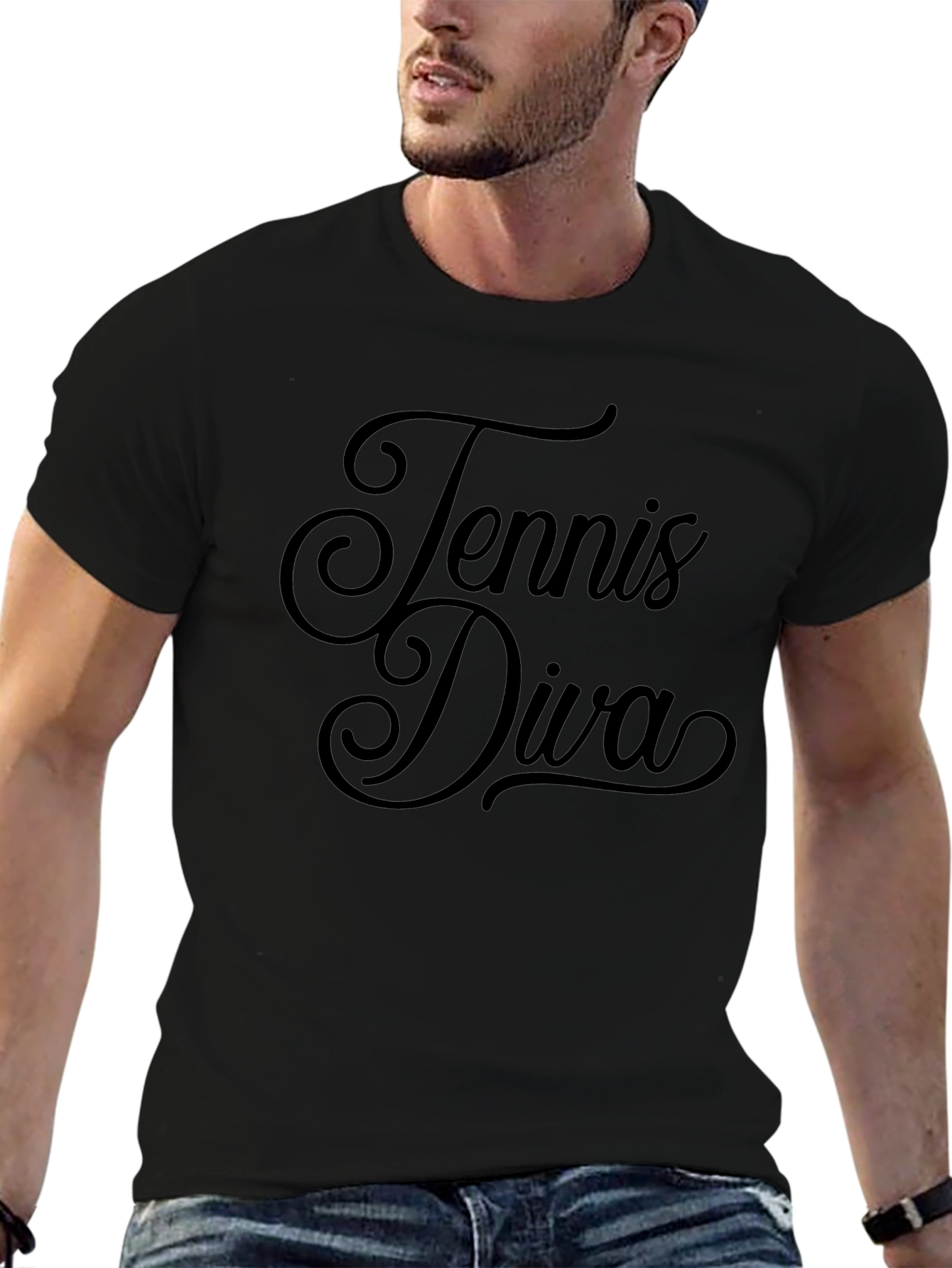 Tennis Diva Black Graphic Tee