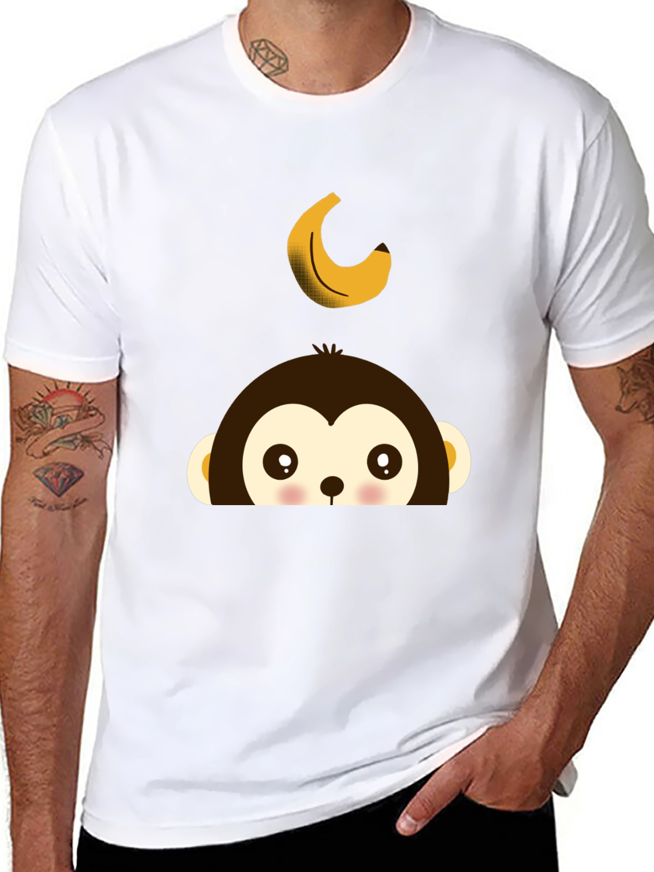 Monkey Banana Tee - Fun Cartoon Graphic T-Shirt