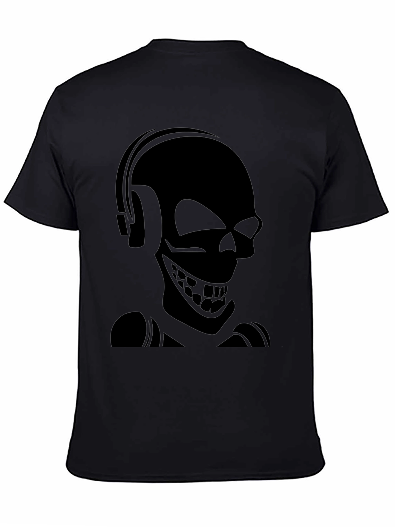 Skull with Headphones Black Graphic Tee
