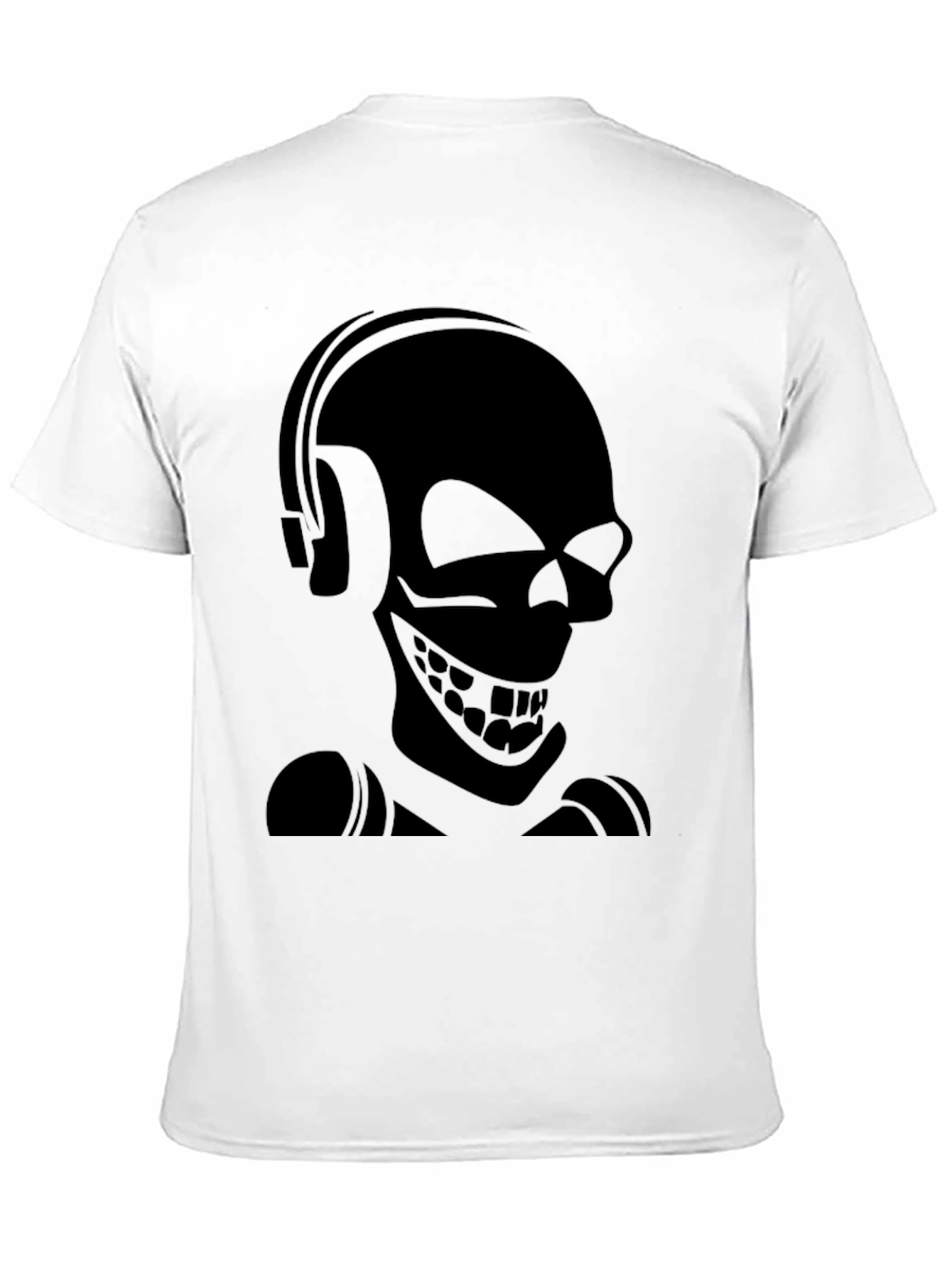 Skull with Headphones Black Graphic Tee
