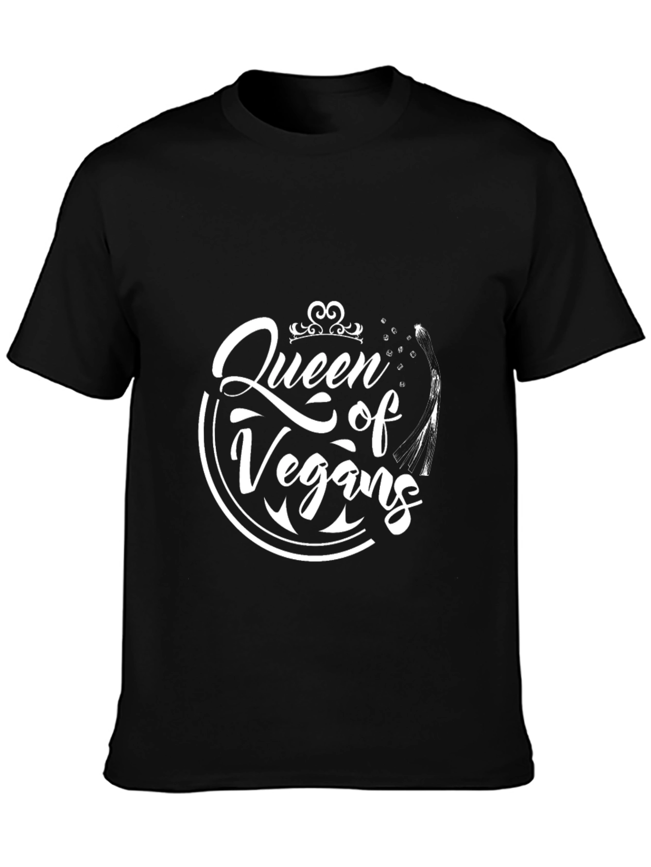 Queen of Vegans Graphic Tee - Black Crew Neck