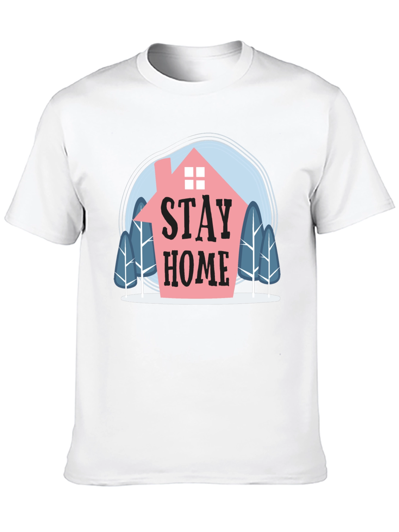 Stay Home Graphic Tee - Mens Black Cotton T-Shirt