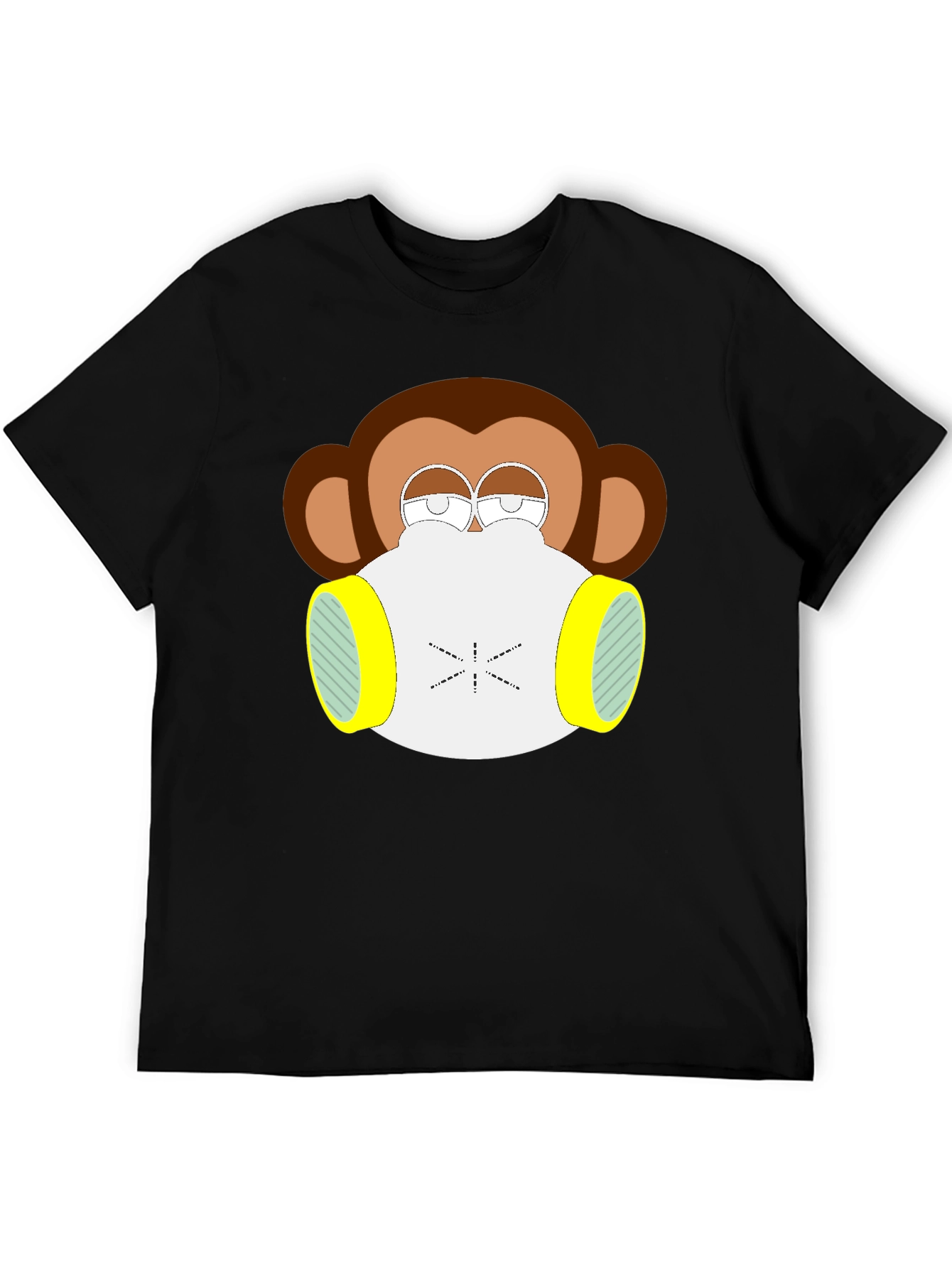 Monkey Gas Mask Graphic Tee - Black Cotton Blend