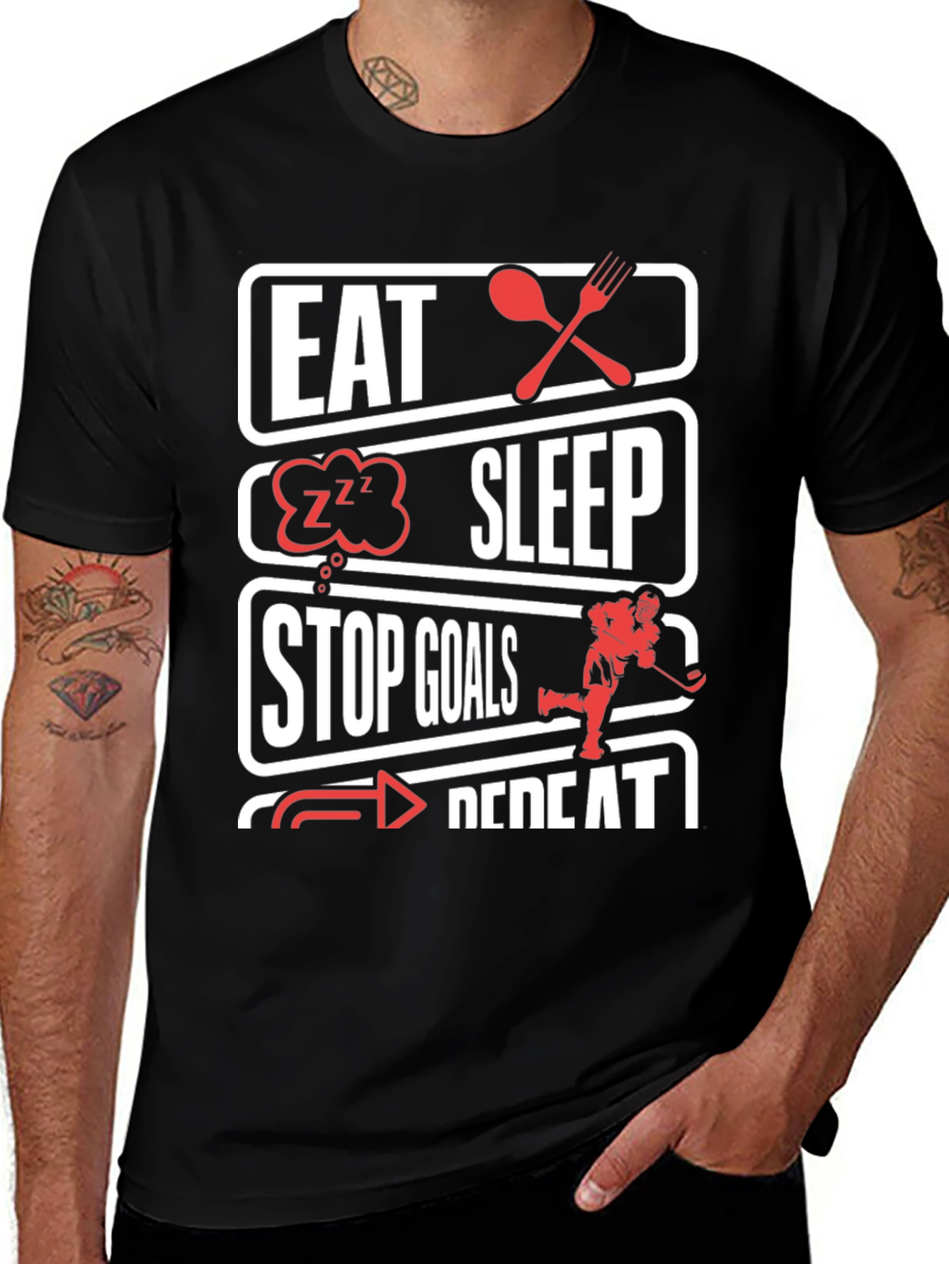 Eat Sleep Stop Goals Hockey T-Shirt