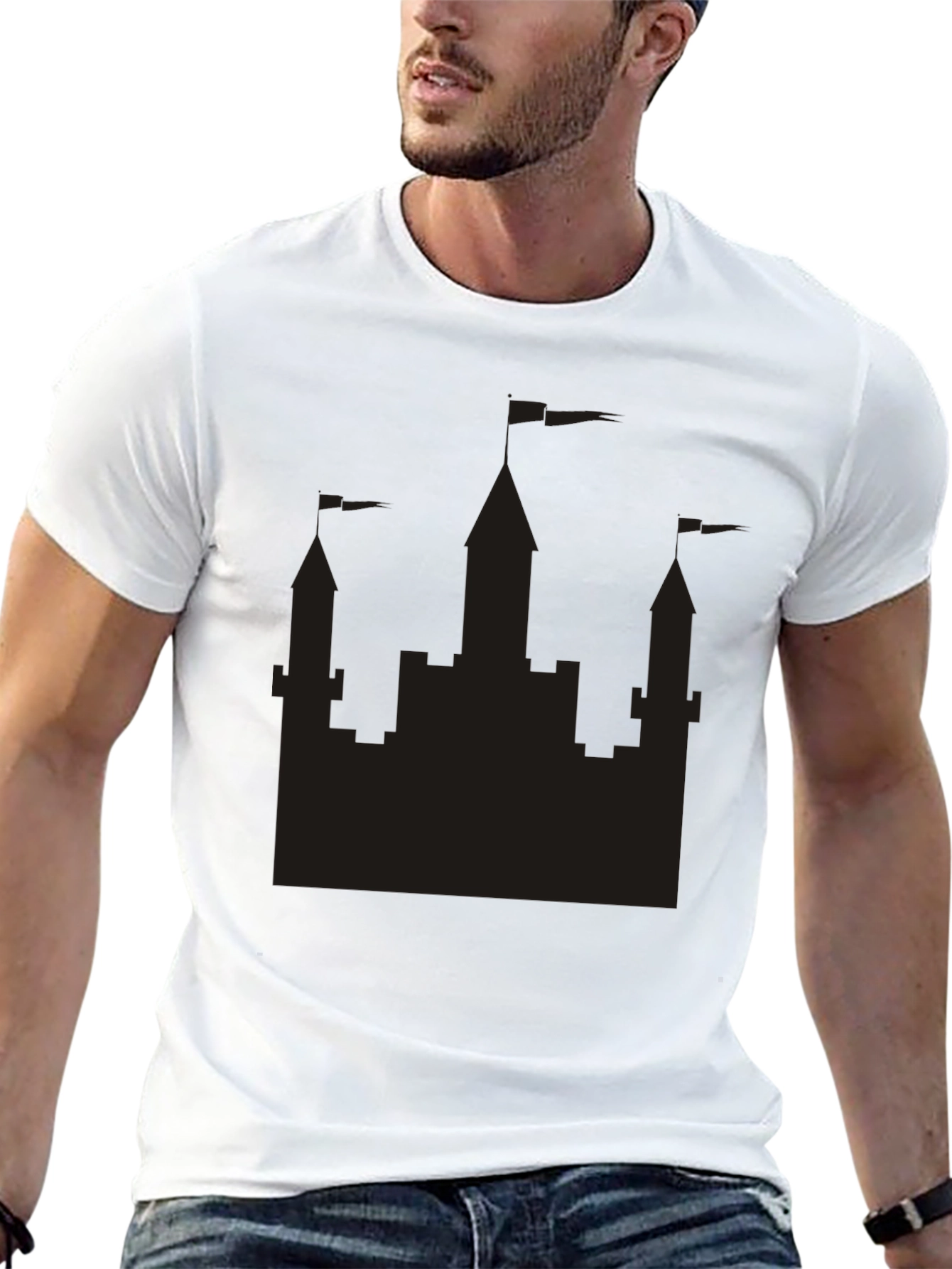 Mens Black Castle Graphic Tee