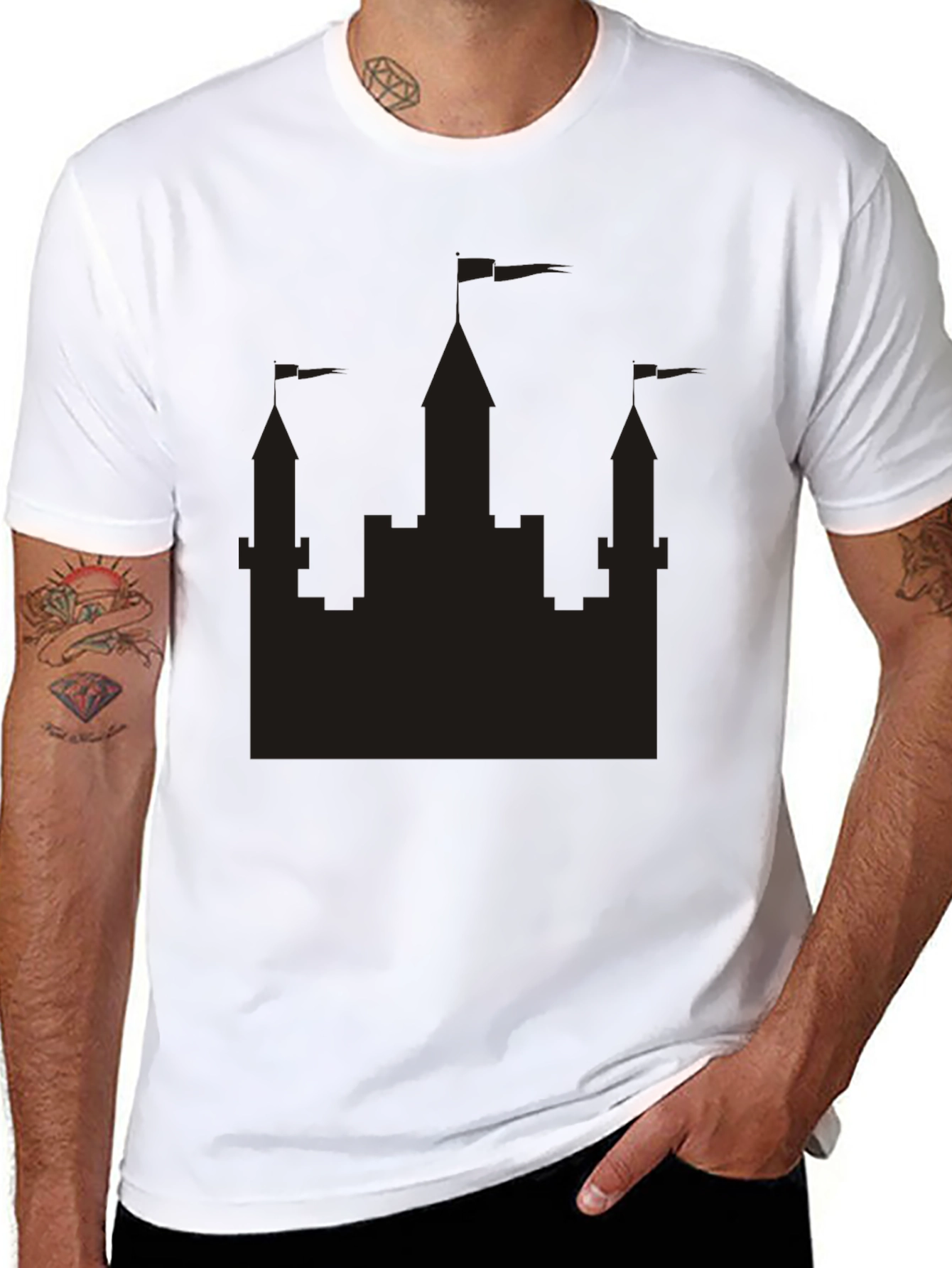 Mens Black Castle Graphic Tee