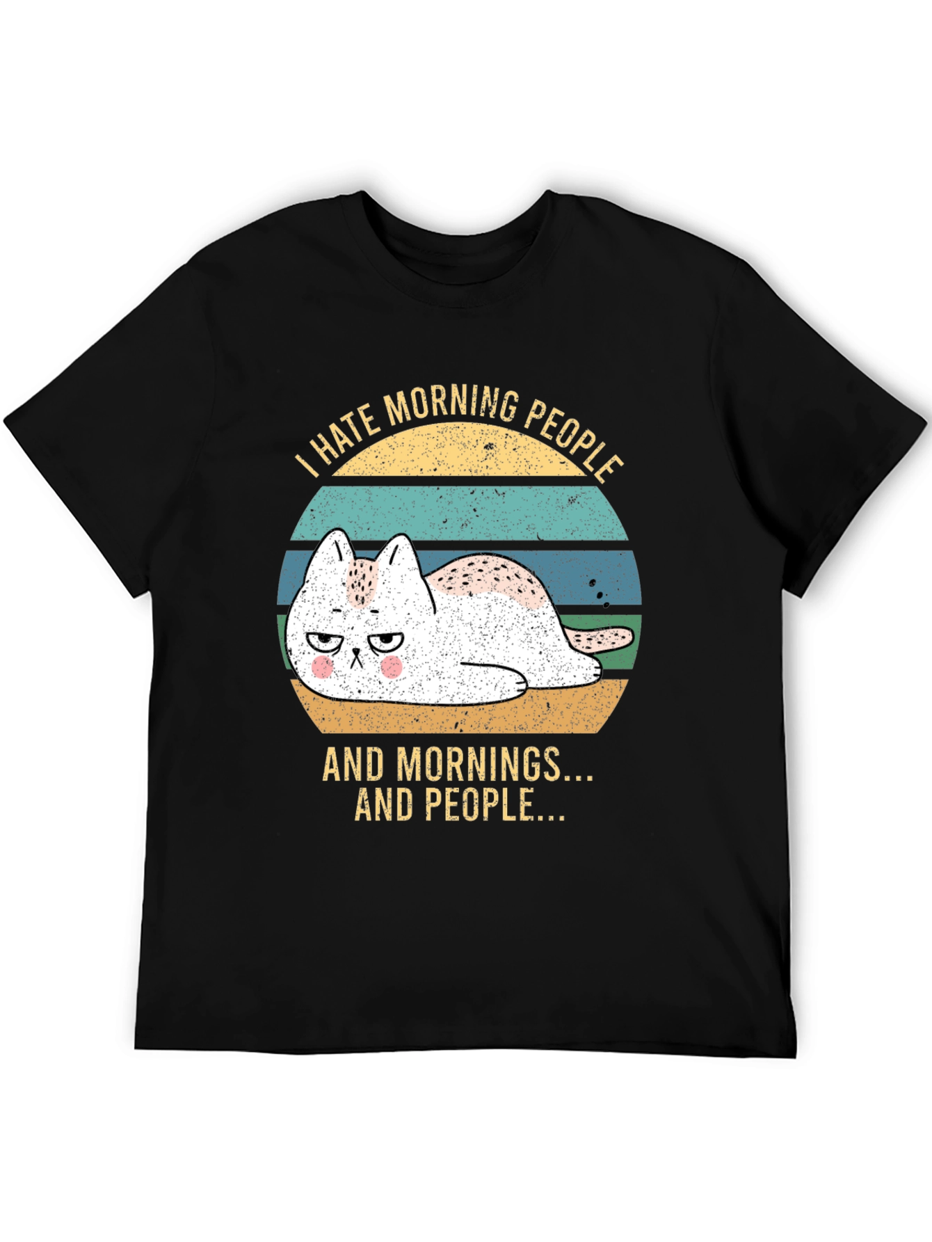 I Hate Morning People Funny Cat T-Shirt
