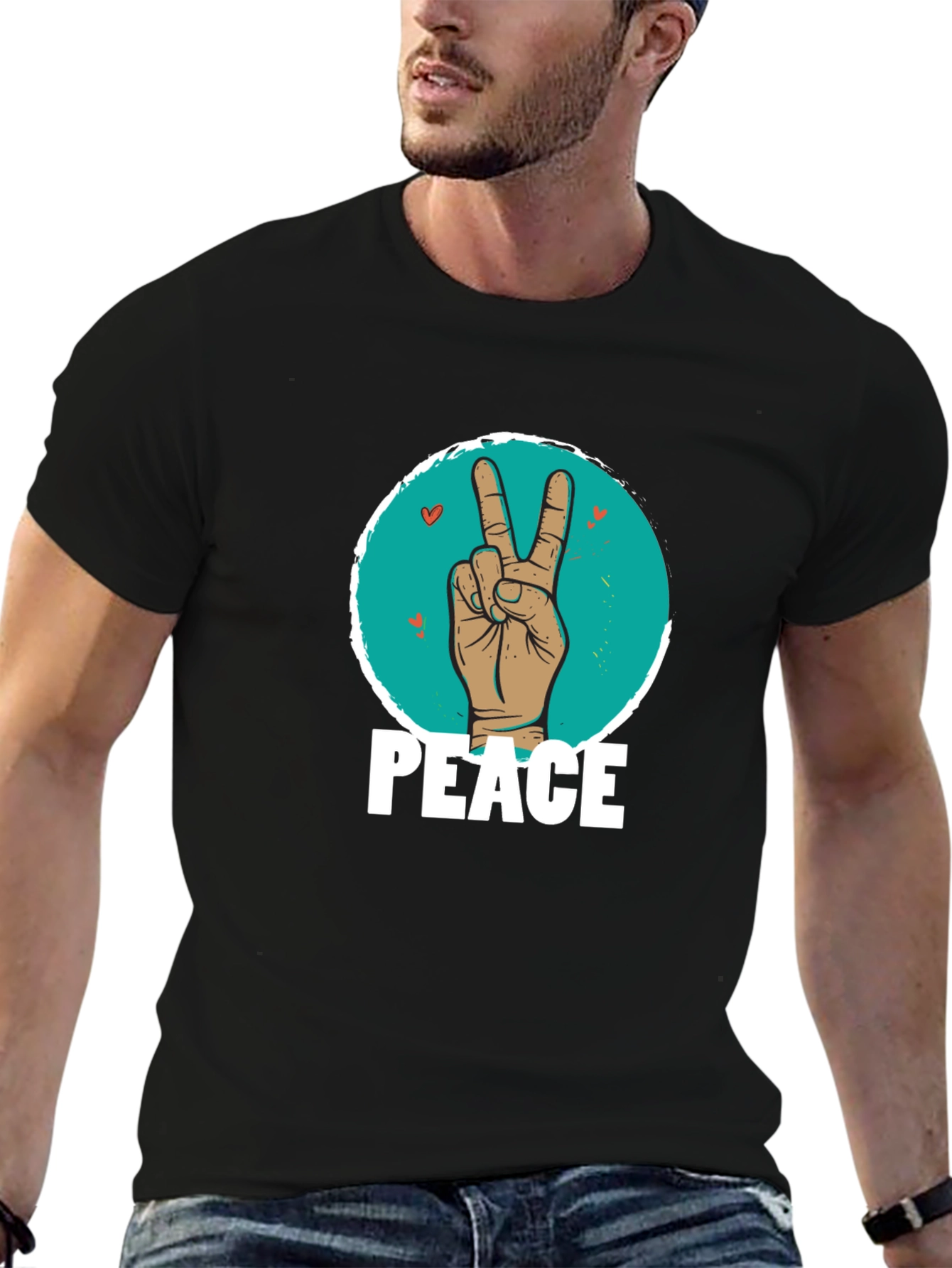 Peace Sign Hand Graphic T-Shirt