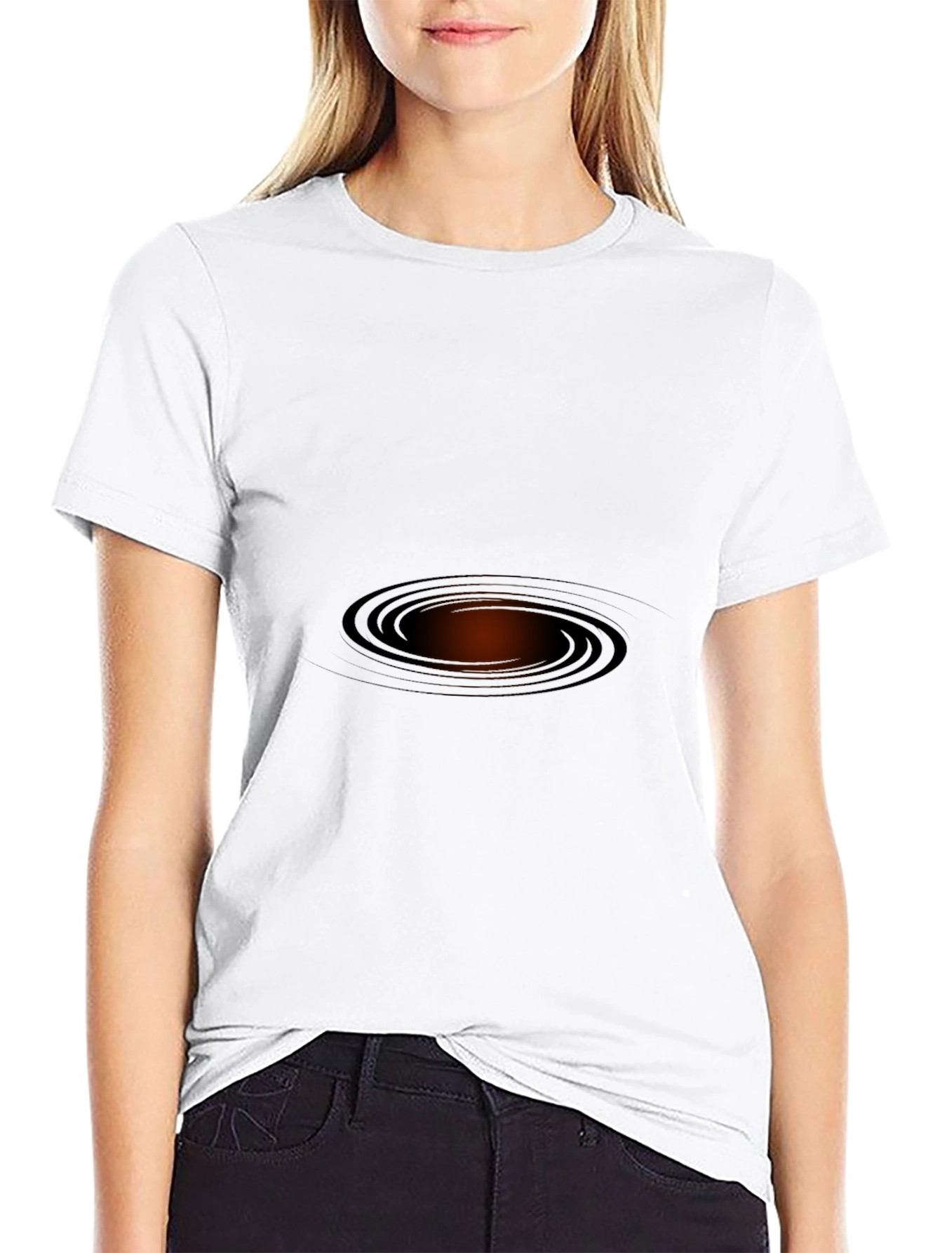 Black Tee with Abstract Portal Design