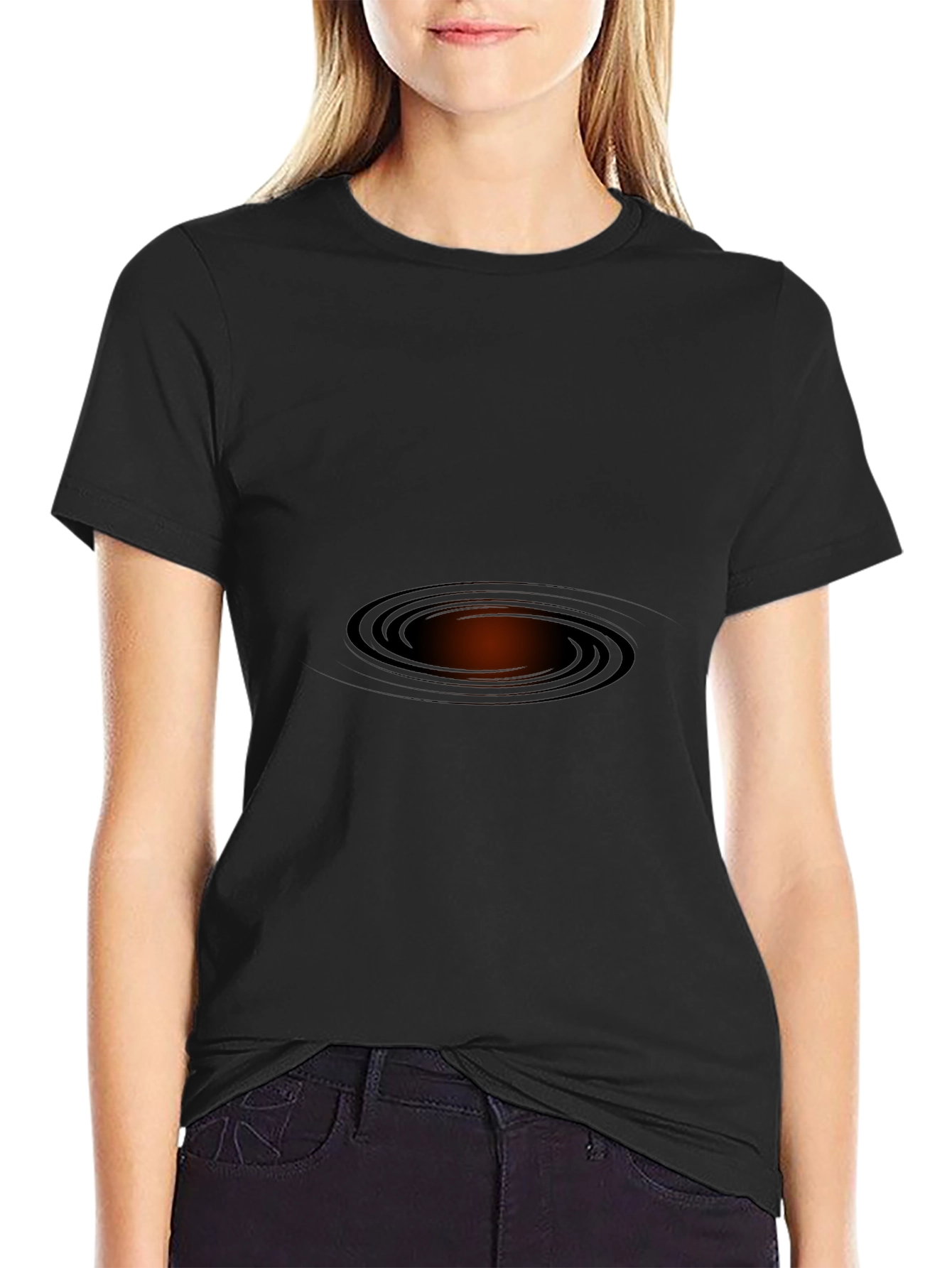 Black Tee with Abstract Portal Design