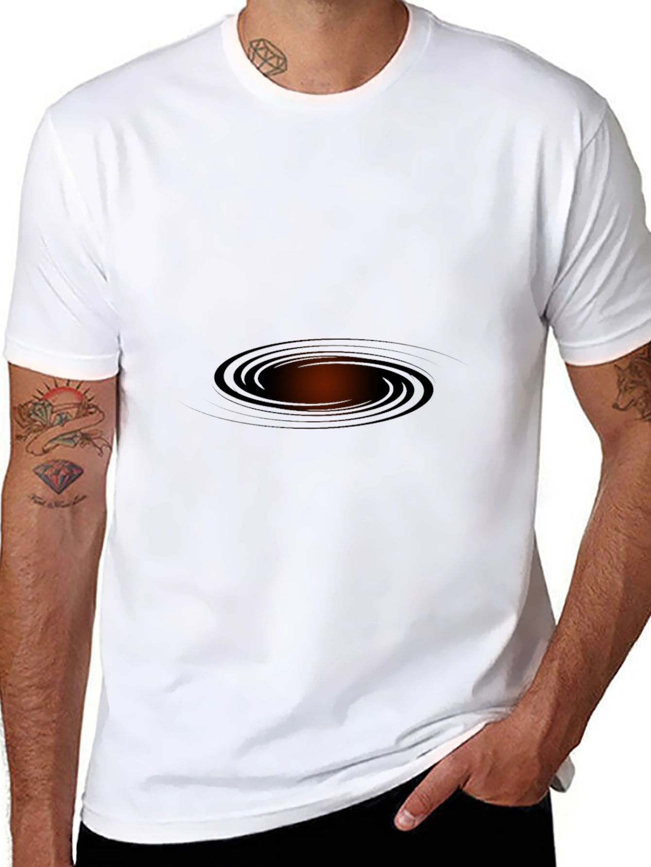 Black Tee with Abstract Portal Design