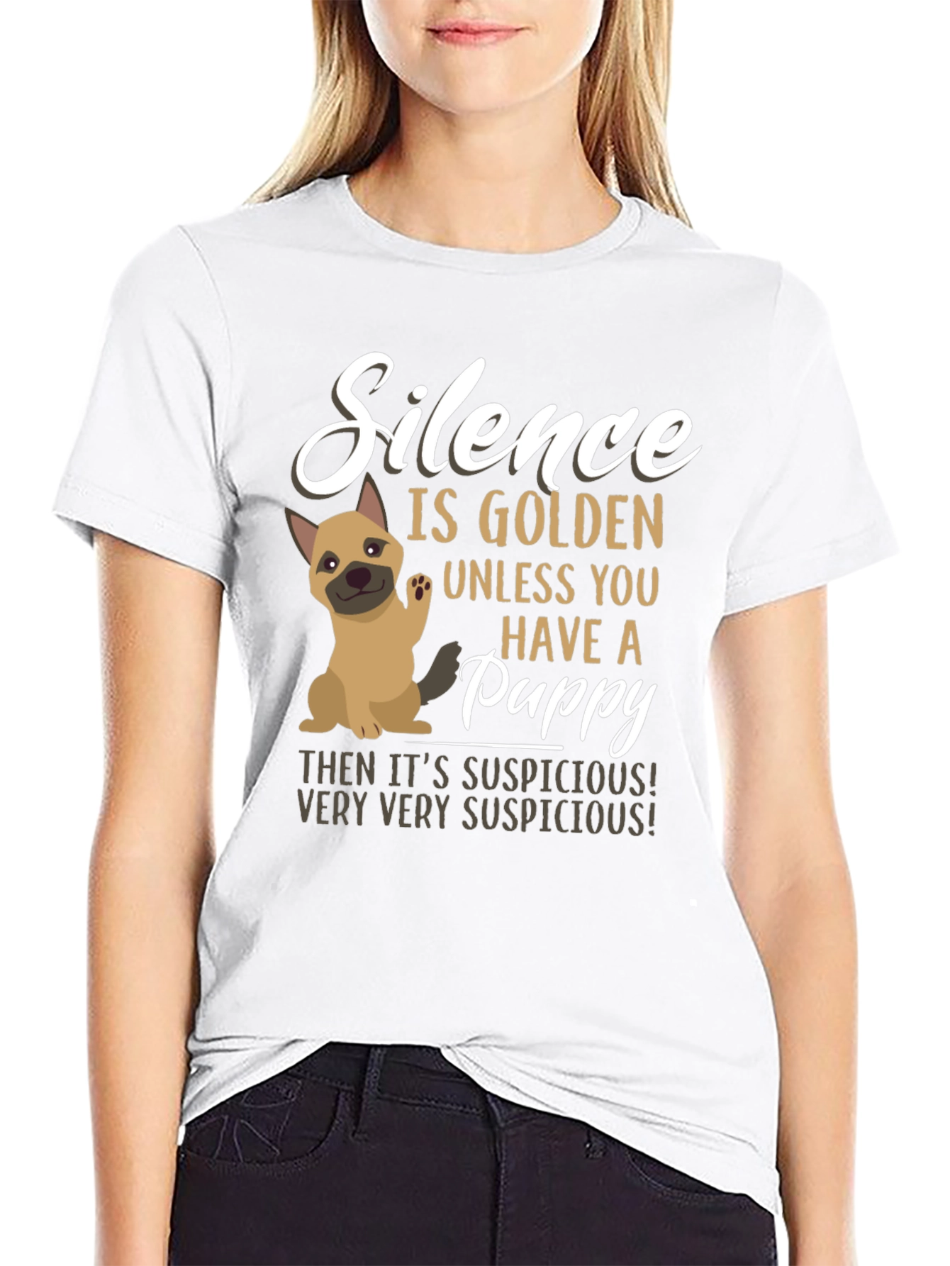 Silence is Golden Puppy Graphic Tee