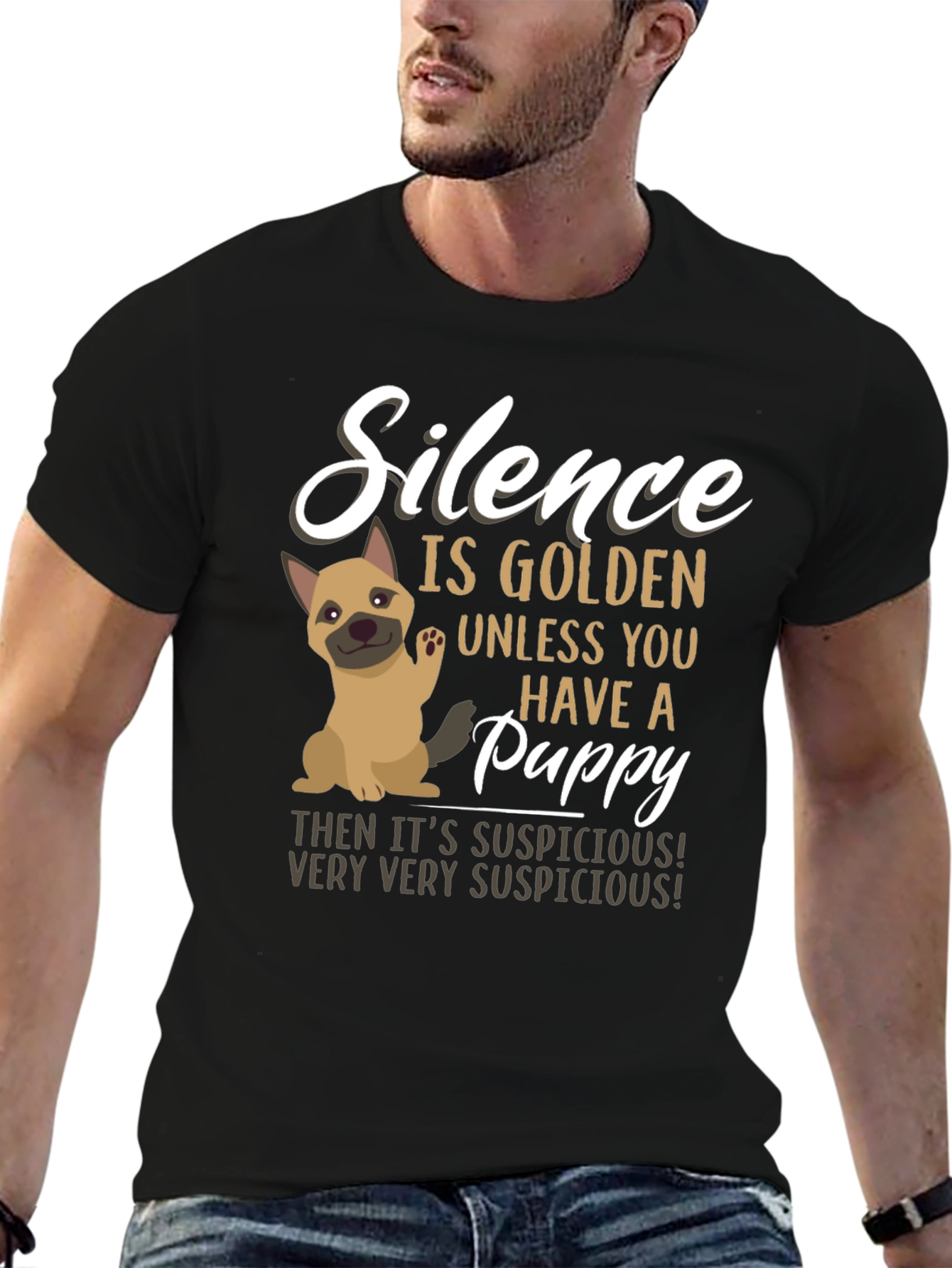 Silence is Golden Puppy Graphic Tee