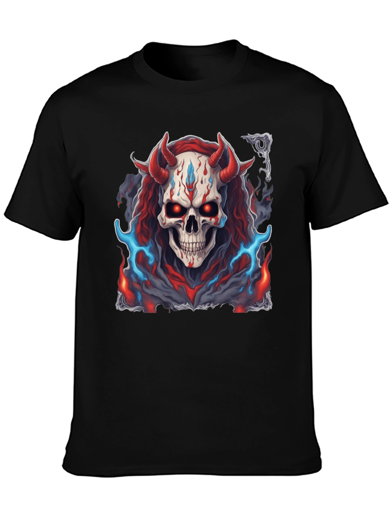 Skull Demon Graphic Tee - Dark Fantasy Style