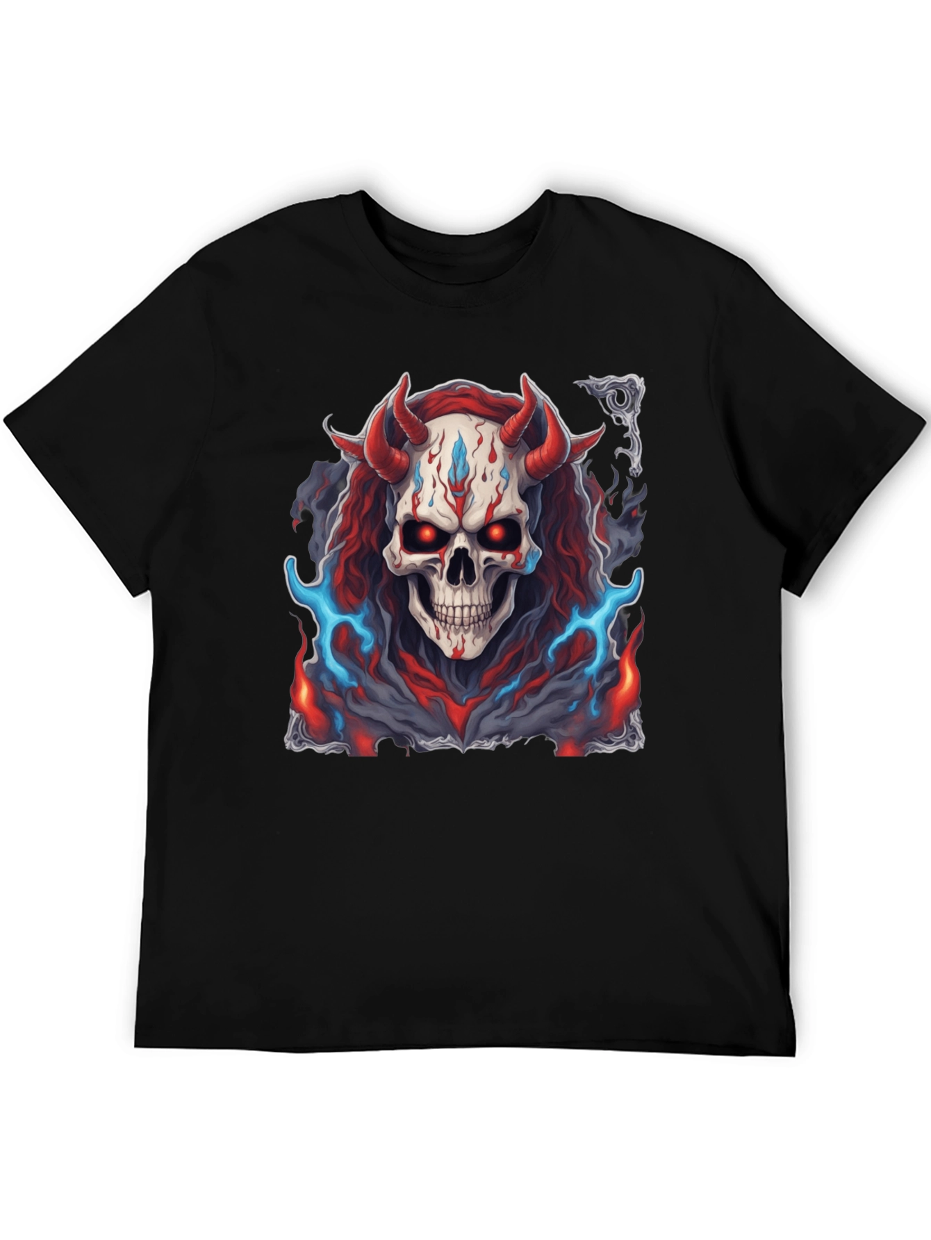 Skull Demon Graphic Tee - Dark Fantasy Style