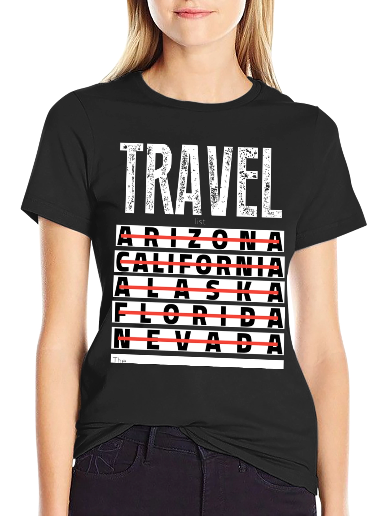Travel List T-Shirt - Crossed Out States