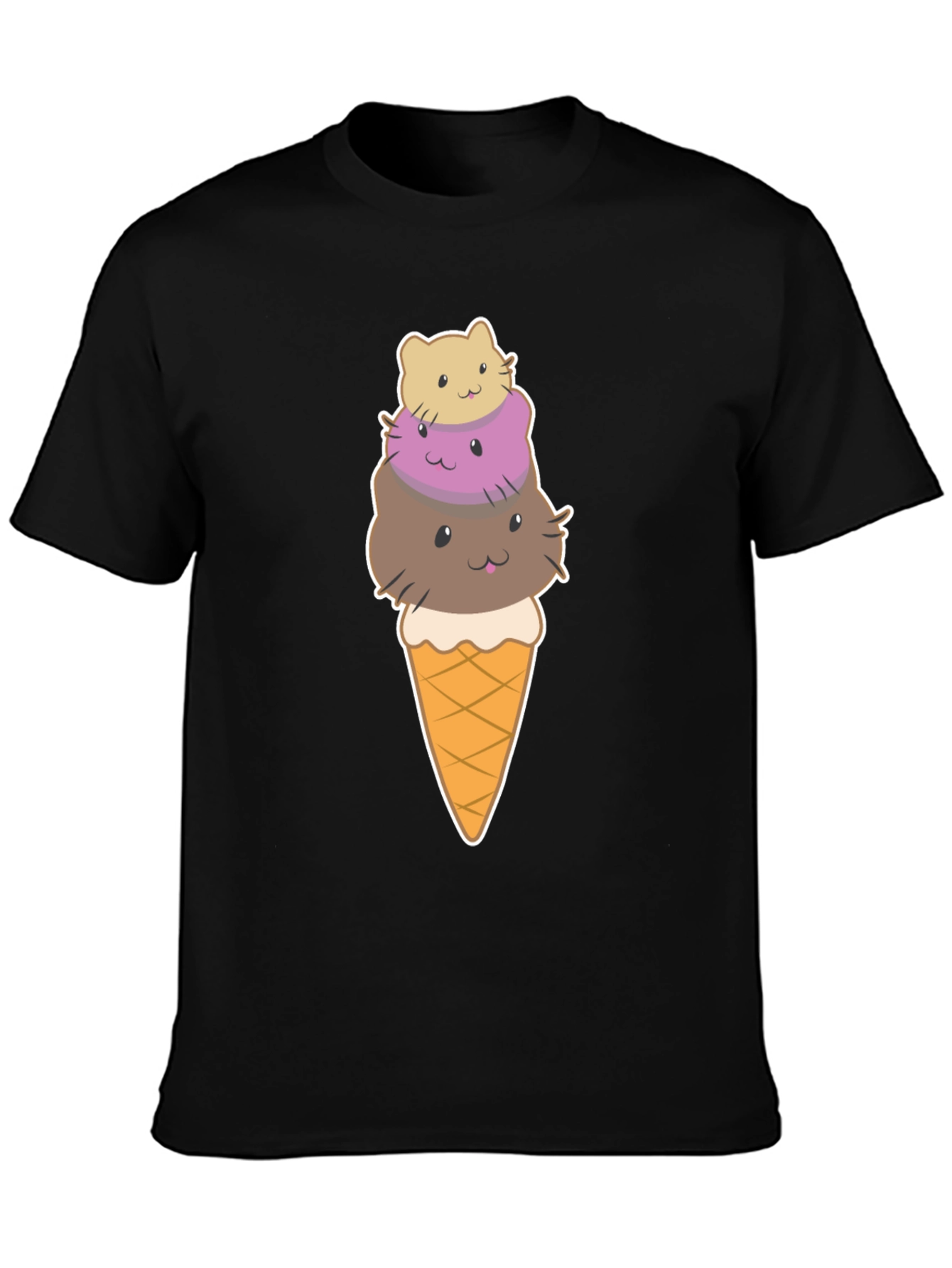 Cute Cat Ice Cream T-Shirt - Novelty Graphic Tee