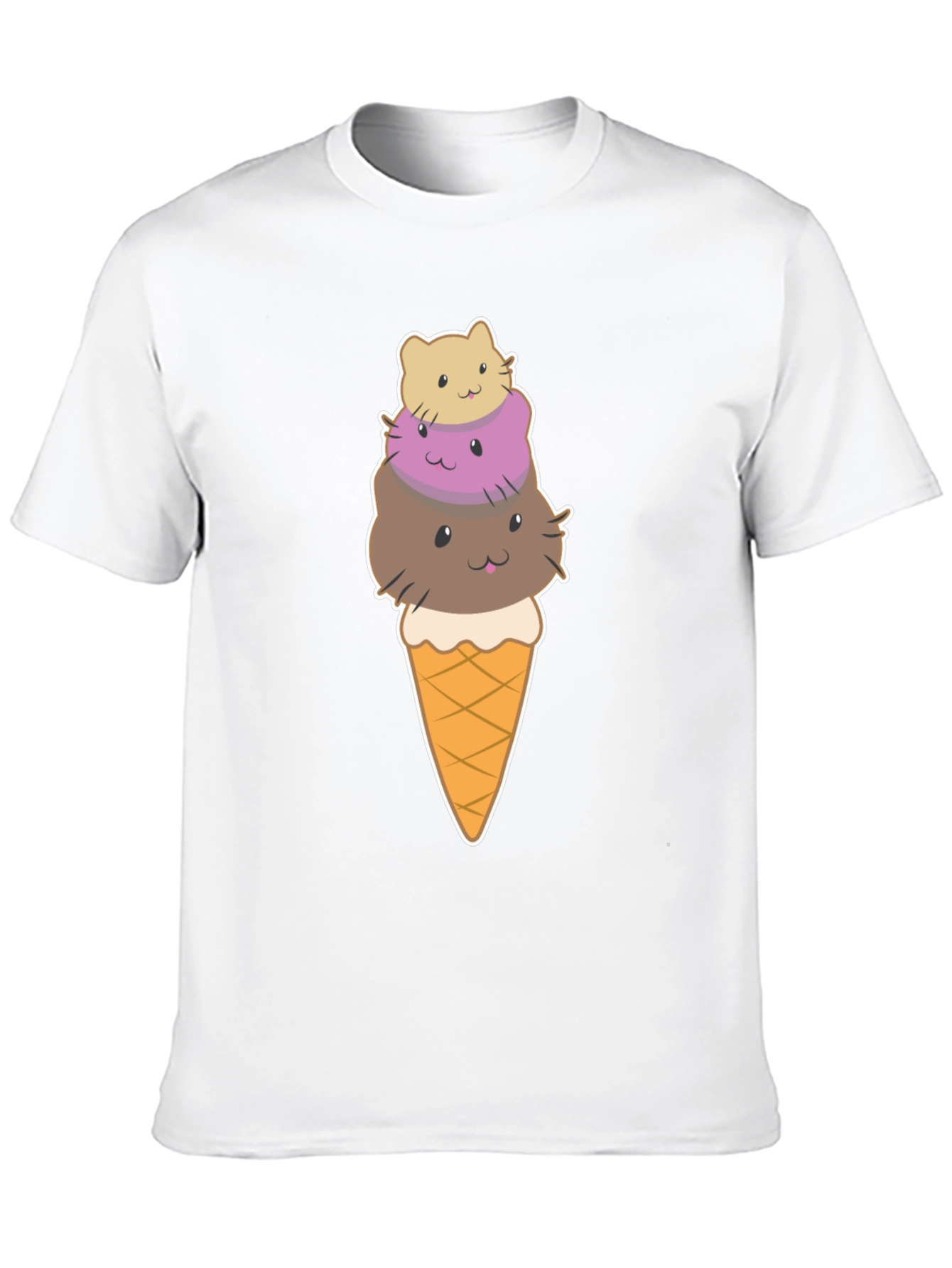 Cute Cat Ice Cream T-Shirt - Novelty Graphic Tee