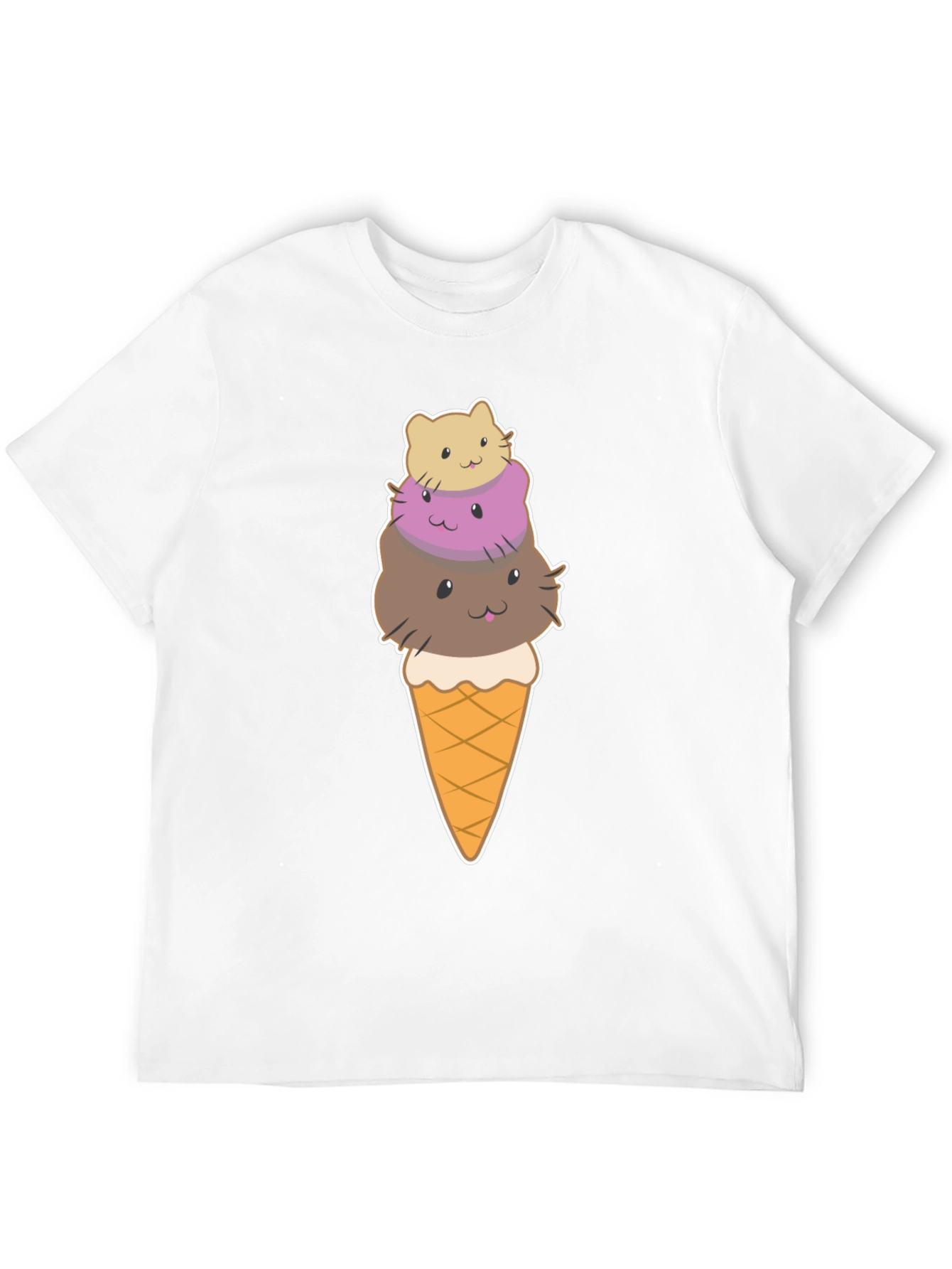 Cute Cat Ice Cream T-Shirt - Novelty Graphic Tee