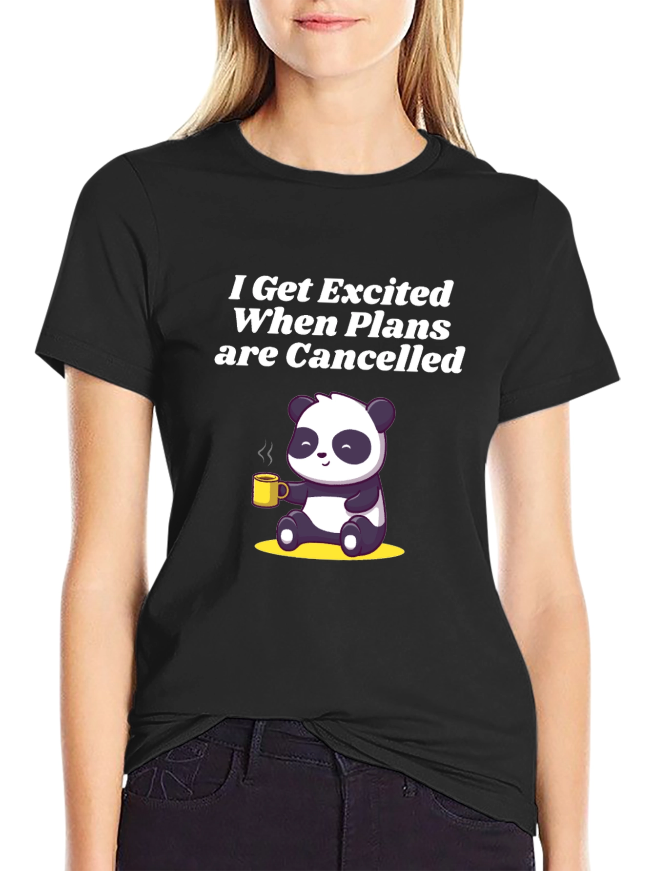 Excited When Plans Cancelled Panda T-Shirt