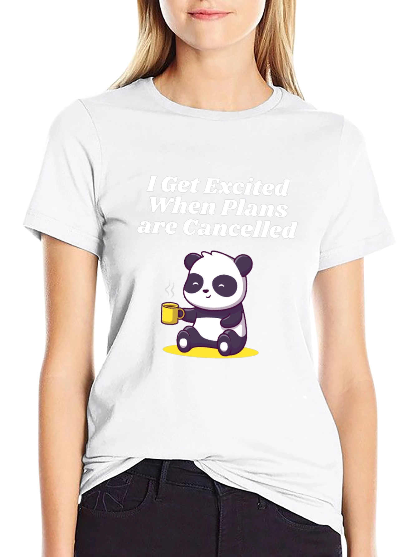 Excited When Plans Cancelled Panda T-Shirt