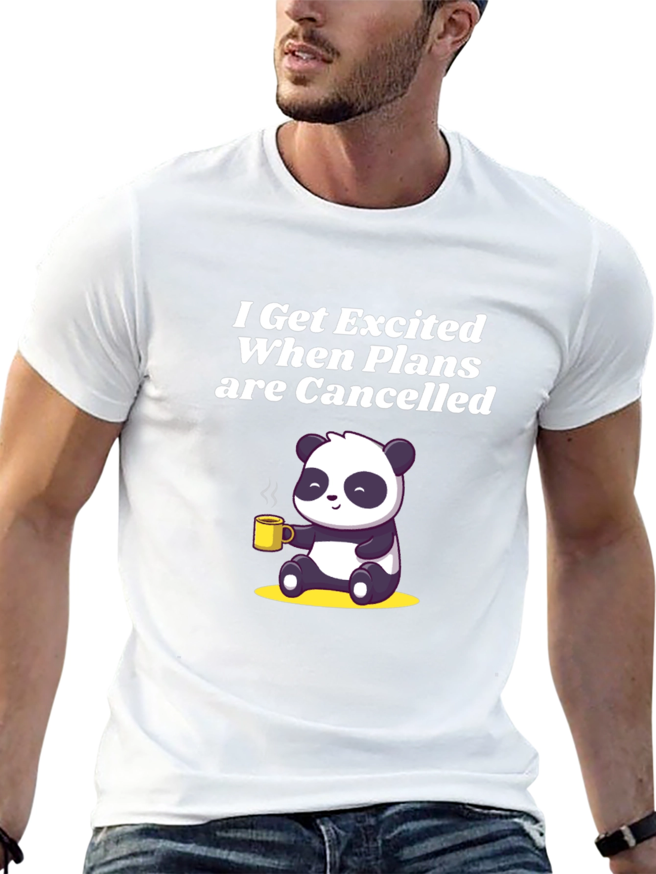 Excited When Plans Cancelled Panda T-Shirt