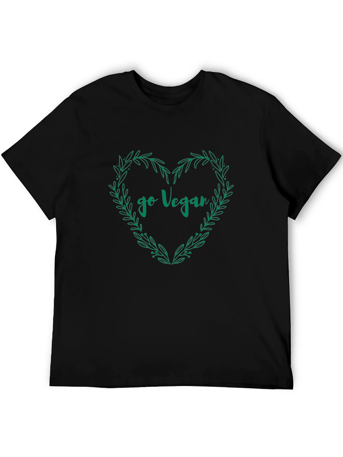 Go Vegan T-Shirt Heart Wreath Design