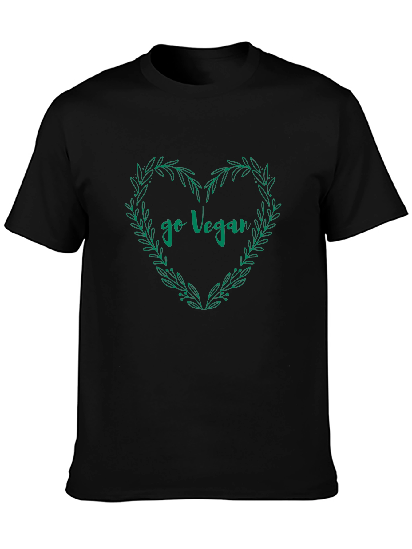 Go Vegan T-Shirt Heart Wreath Design