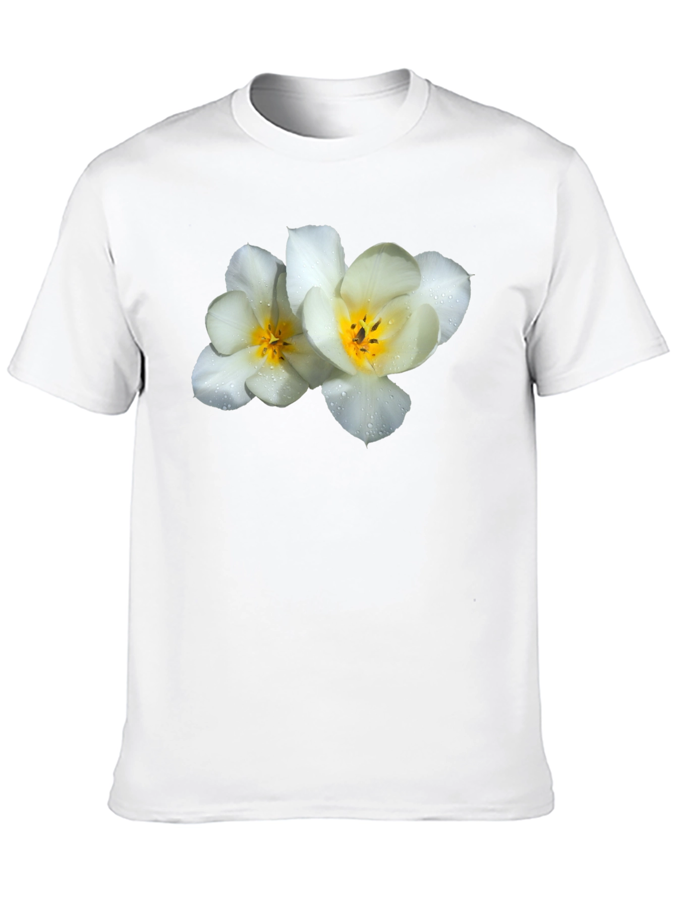 Floral Graphic Tee - White Flowers on Black