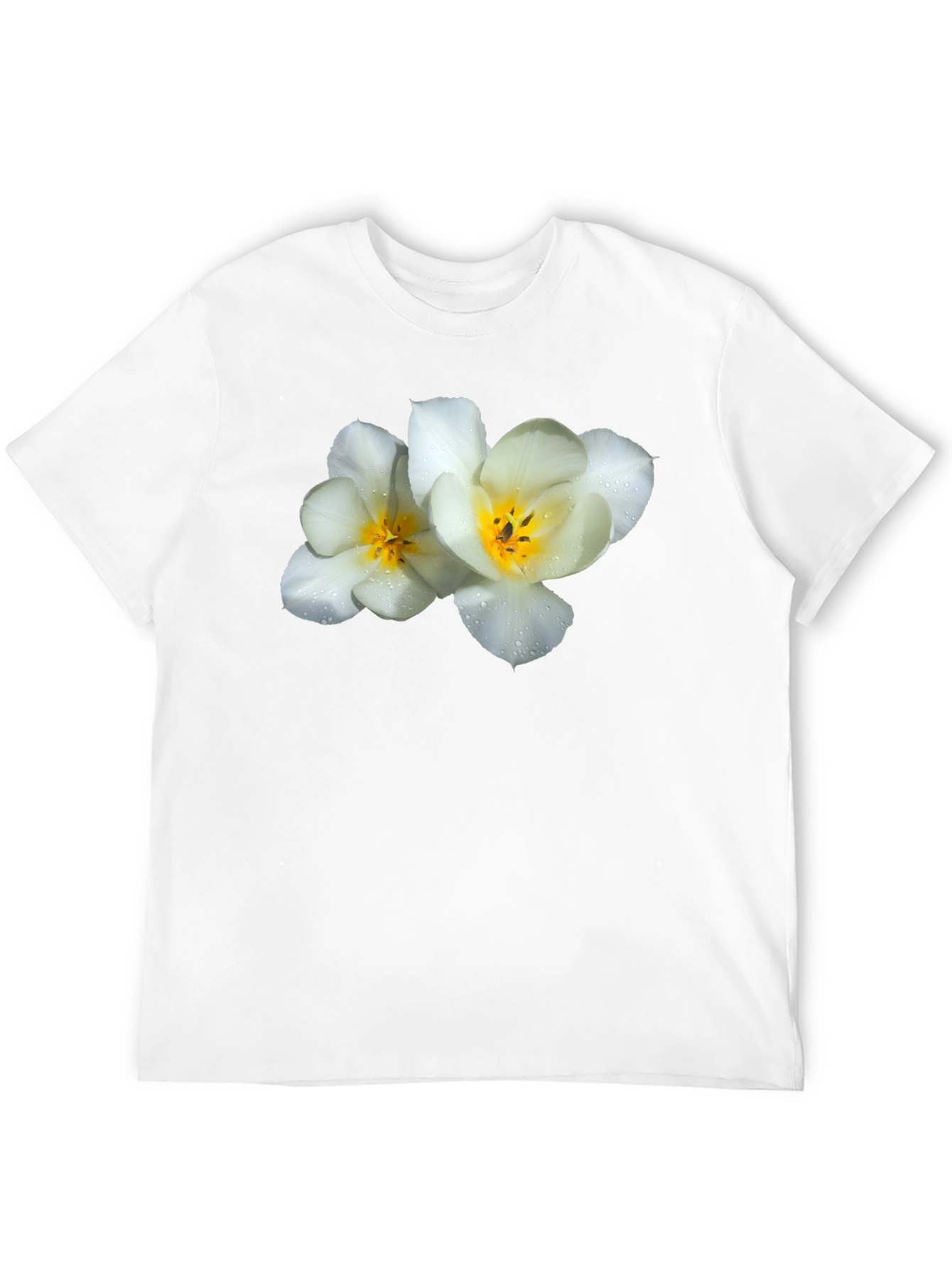 Floral Graphic Tee - White Flowers on Black