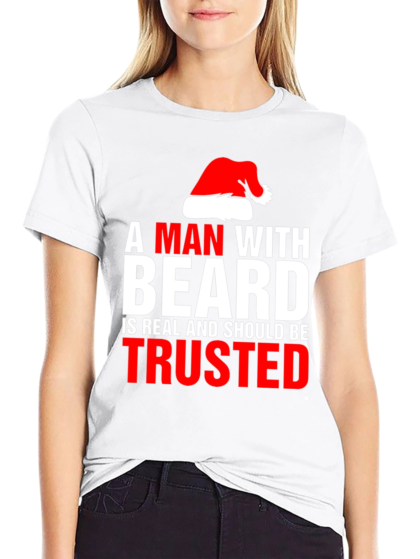 Bearded Man Santa Hat T-Shirt