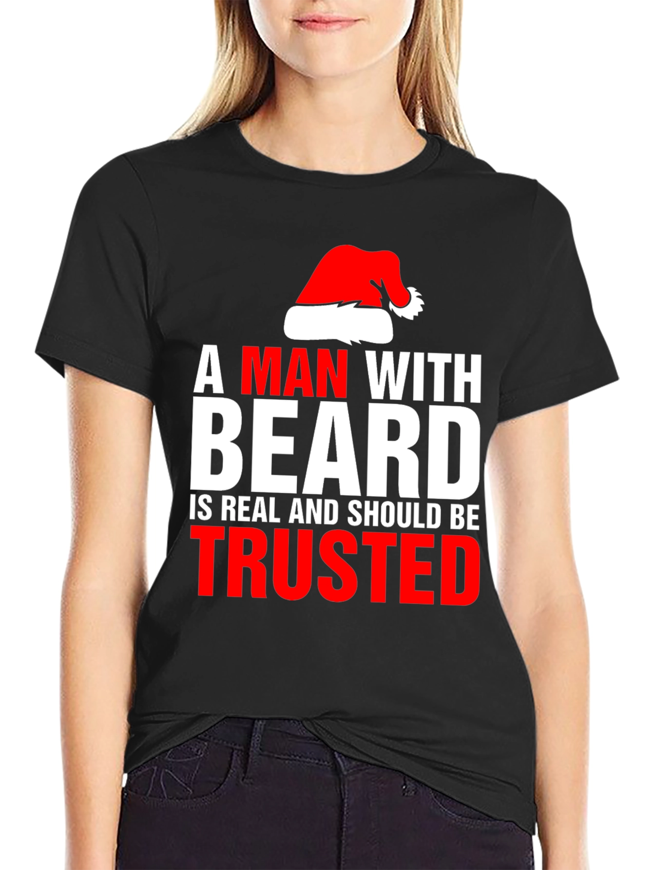 Bearded Man Santa Hat T-Shirt