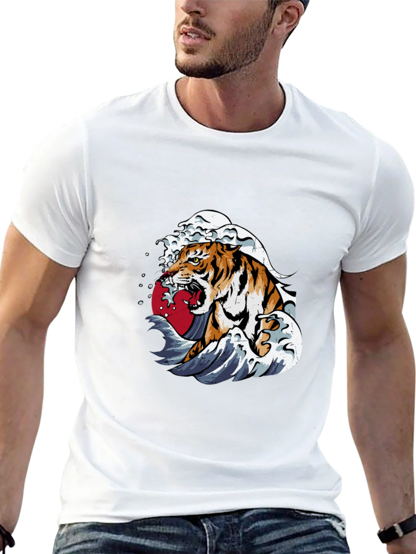 Tiger Wave Graphic Tee - Black