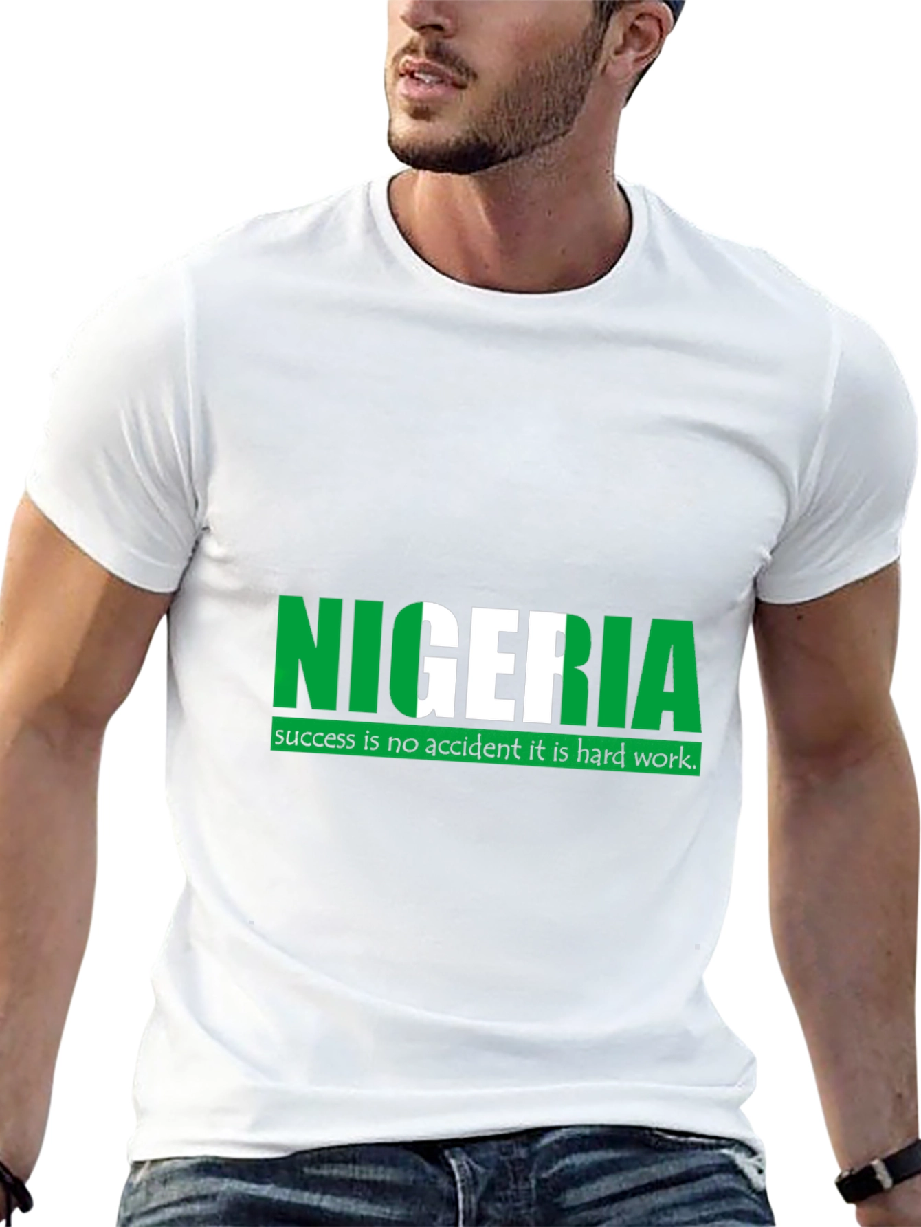 Nigeria Flag T-Shirt - Mens Black Tee