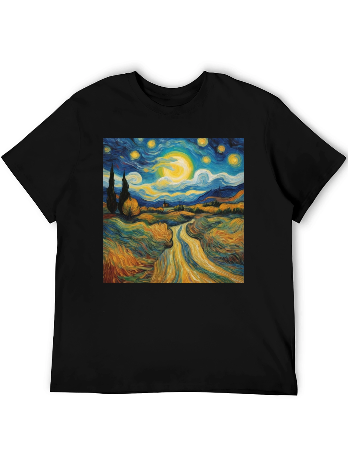 Starry Night Graphic Tee - Artistic Cotton T-Shirt