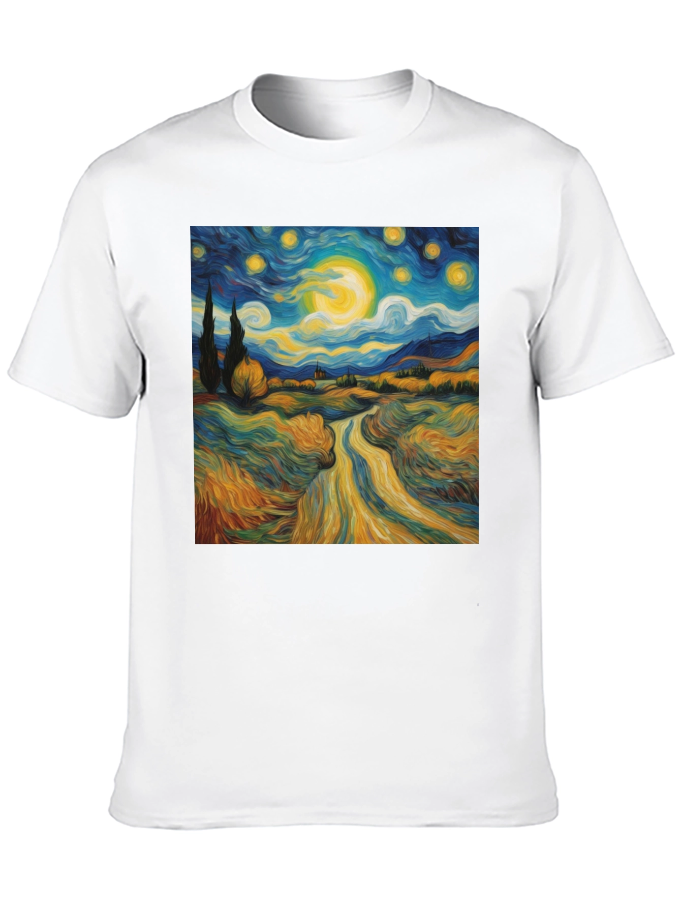 Starry Night Graphic Tee - Artistic Cotton T-Shirt