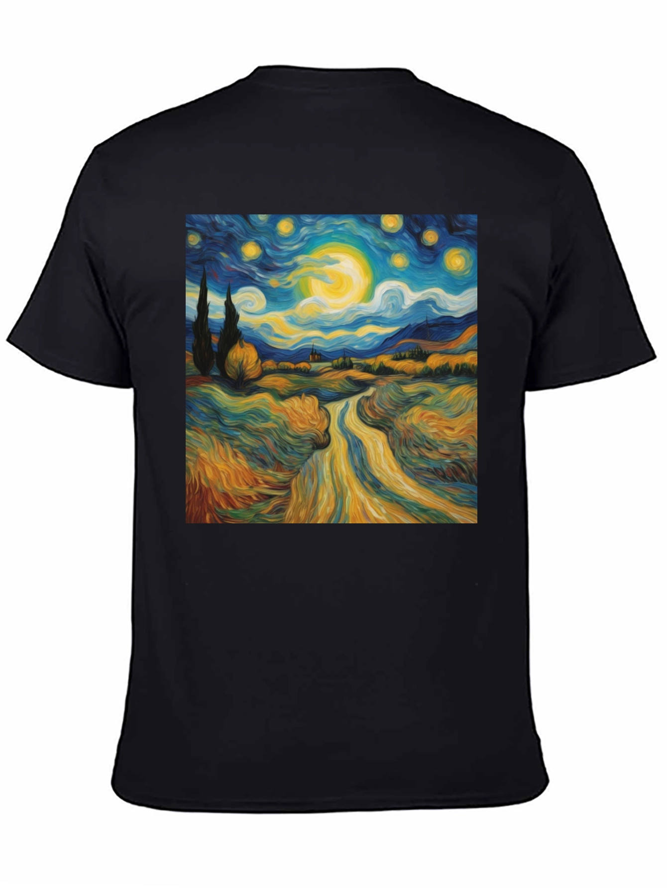 Starry Night Graphic Tee - Artistic Cotton T-Shirt