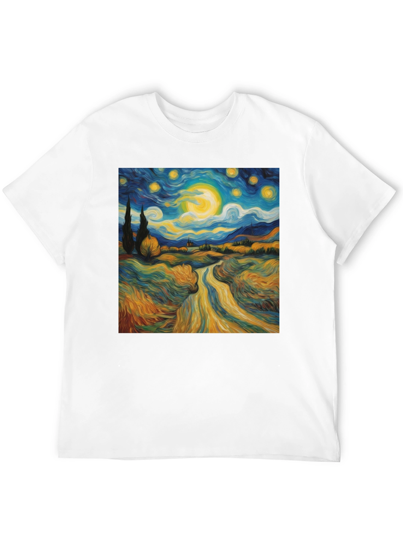 Starry Night Graphic Tee - Artistic Cotton T-Shirt