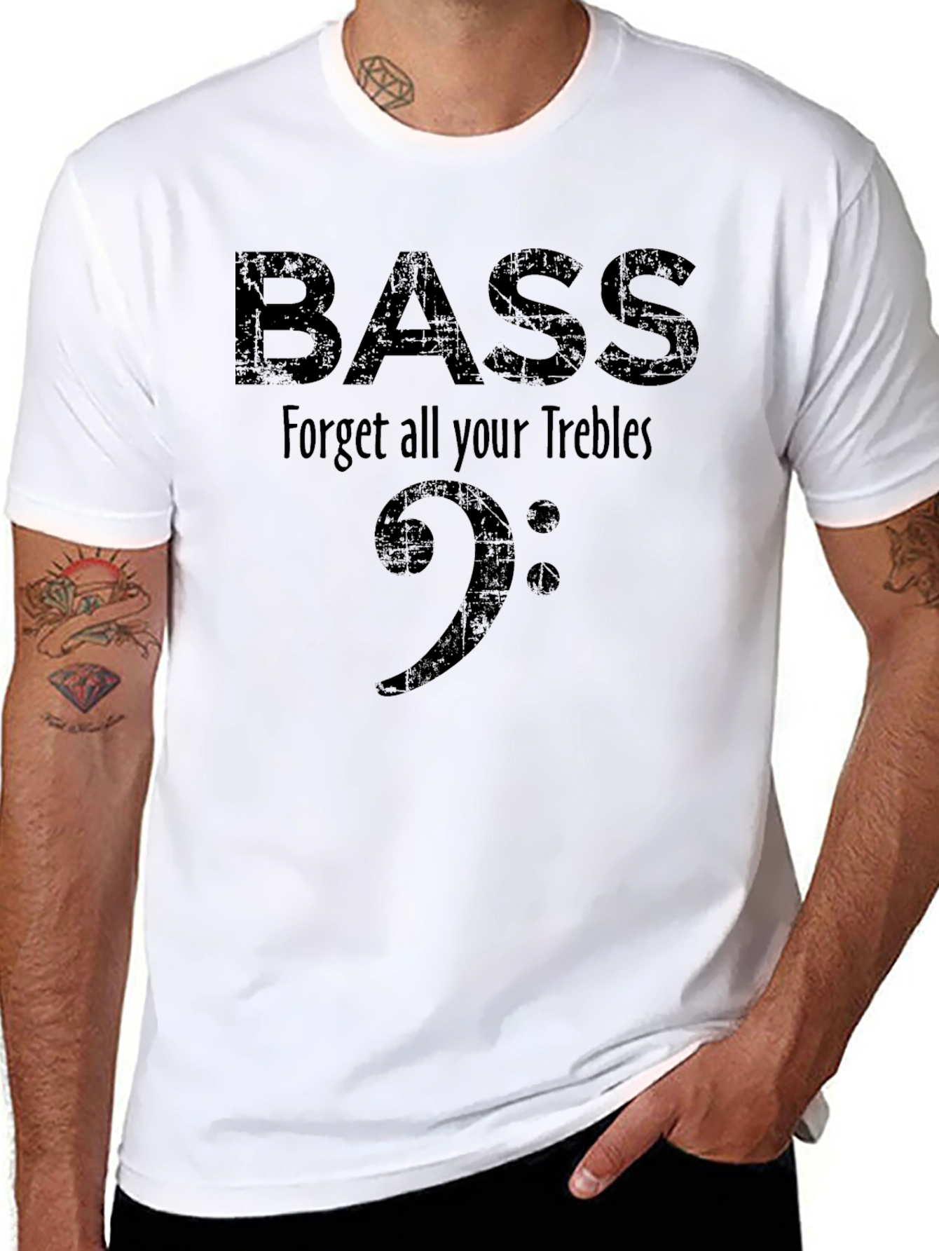 Bass Clef Graphic Tee - Black Music Shirt