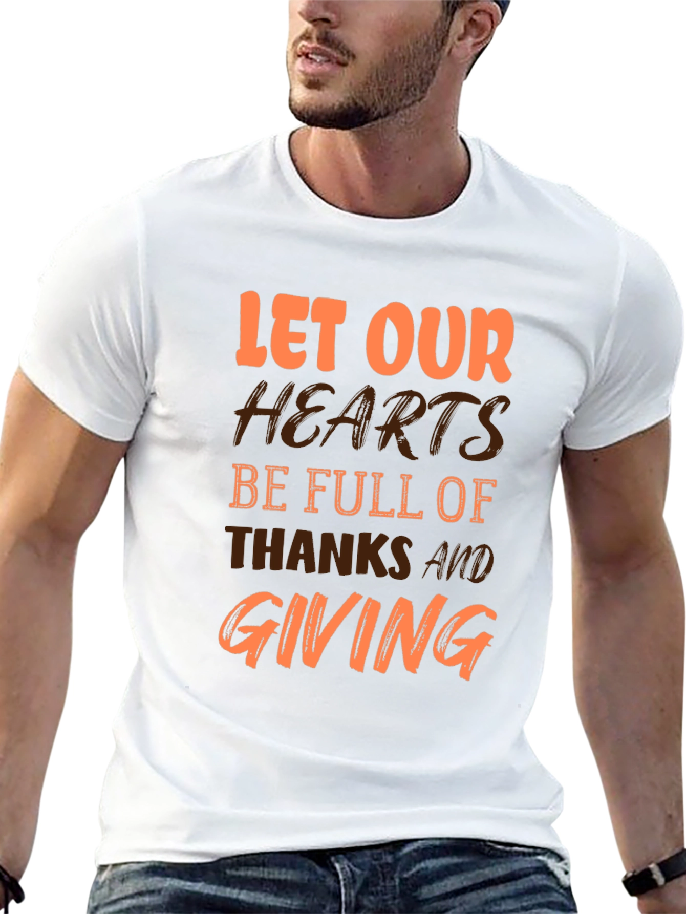 Thanksgiving Graphic T-Shirt - Let Our Hearts Be Full