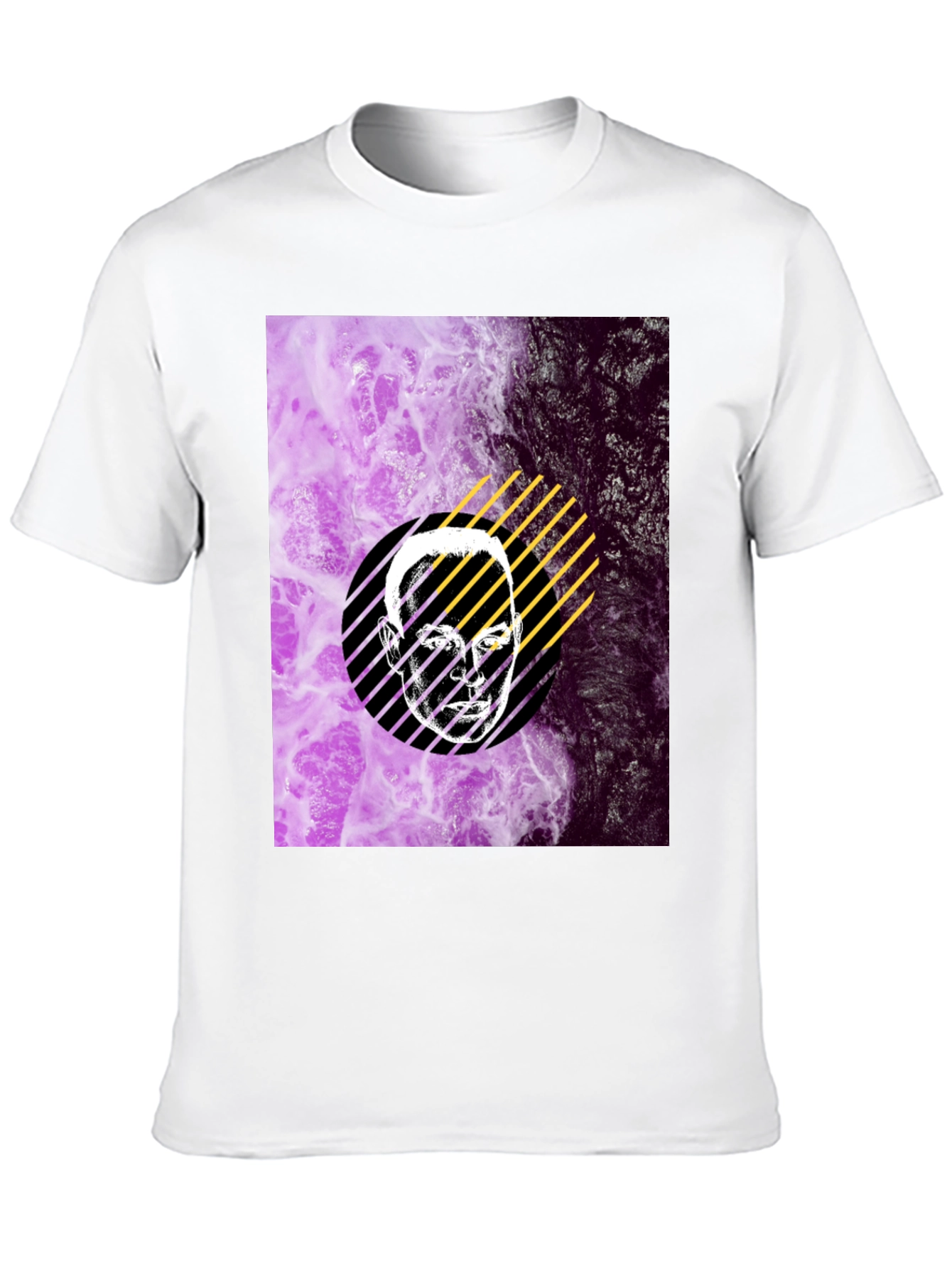 Abstract Face Graphic Print Black T-Shirt